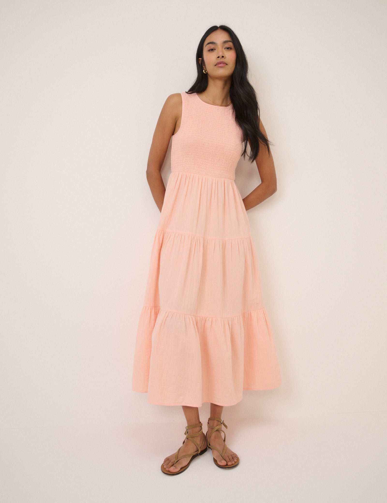 Coral Pink Sleeveless Charlie Midi Dress