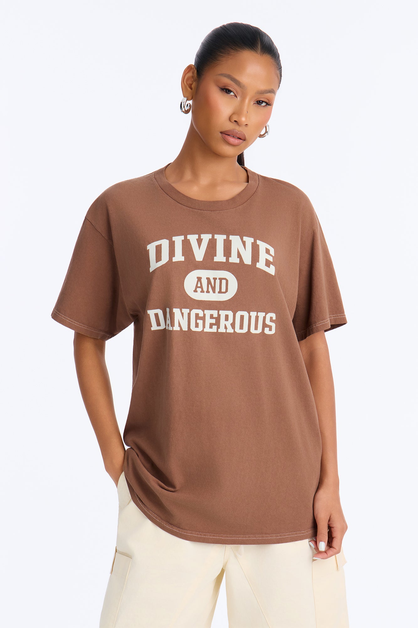 Divine and Dangerous Washed Tee - Mocha
