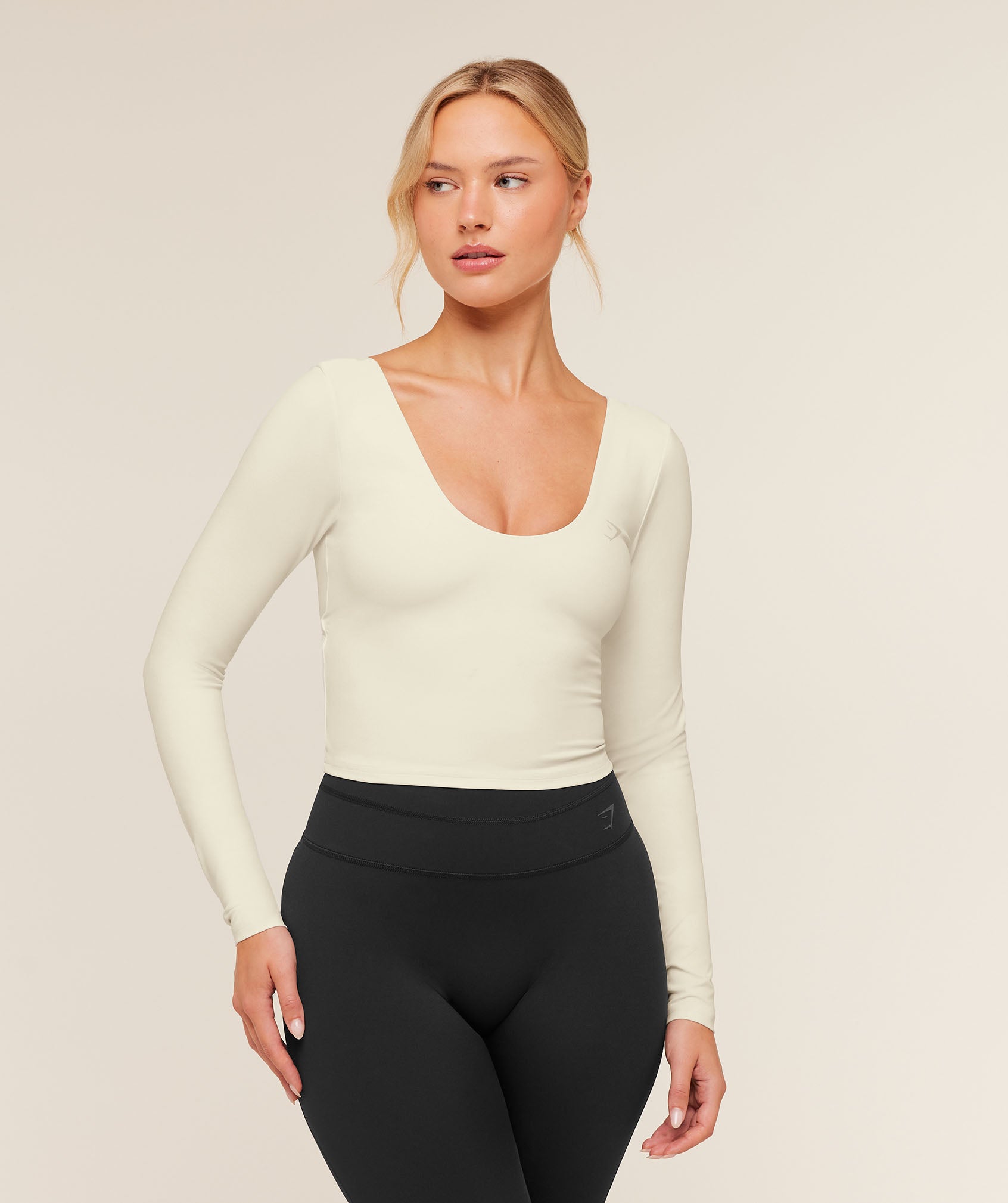 Gymshark Crossover Back Long Sleeve Top - Soft White