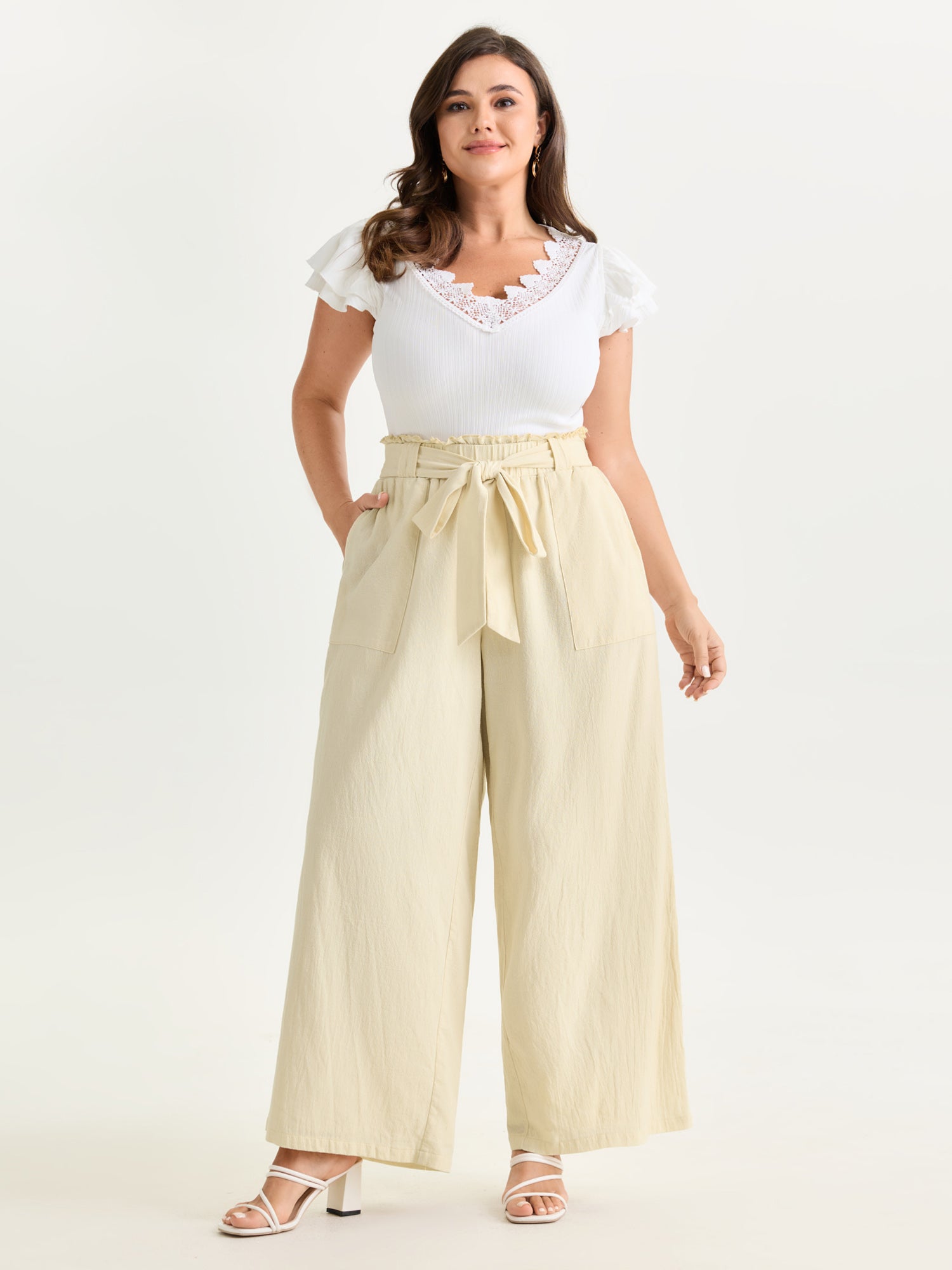 Cotton Waist-Tie Shirred Breezy Pants