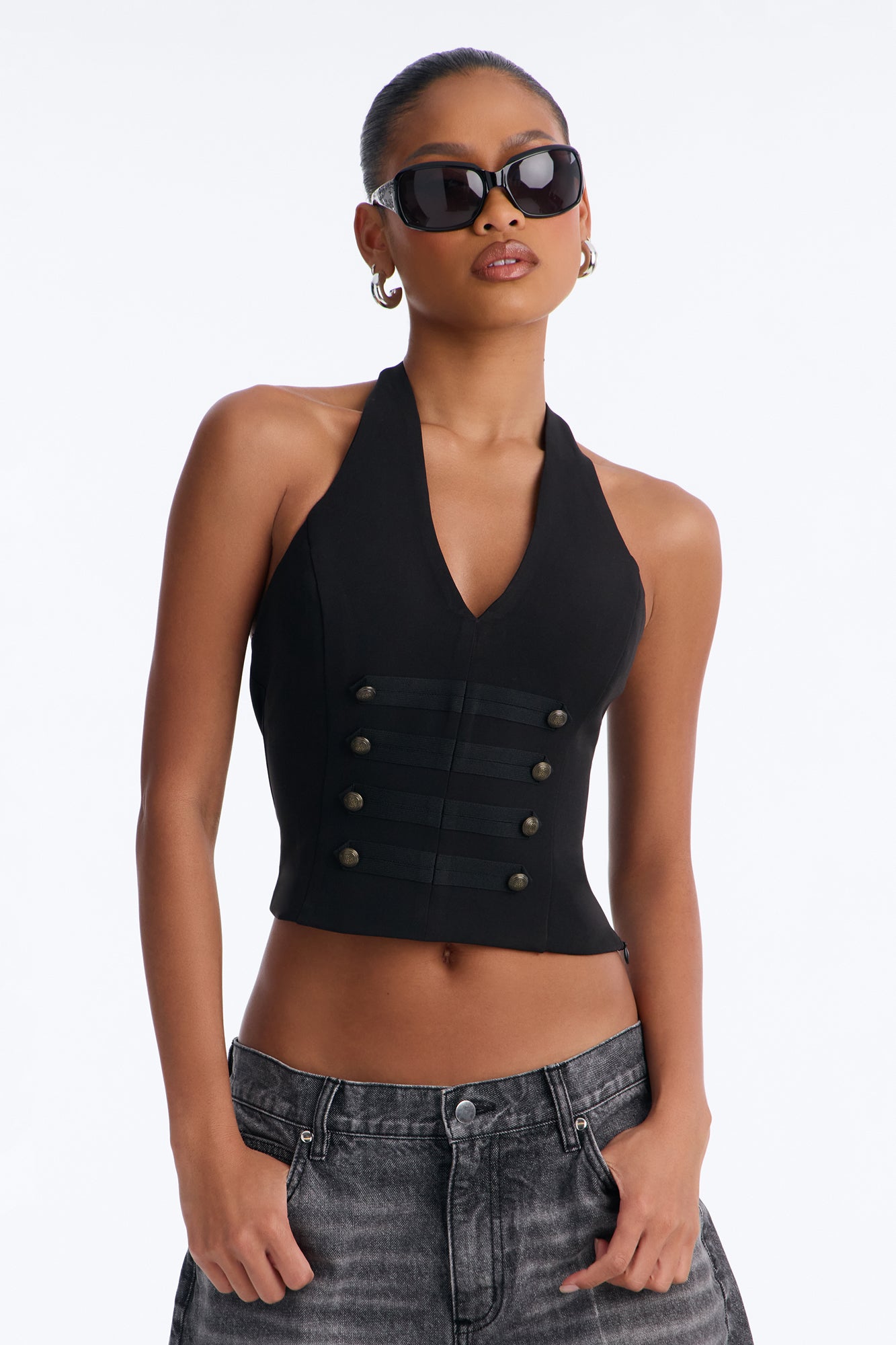 Love At War Militant Halter Top - Black