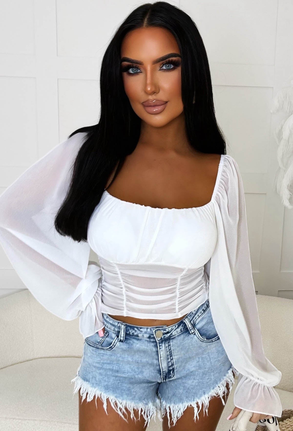 Trust In Me White Milkmaid Mesh Top