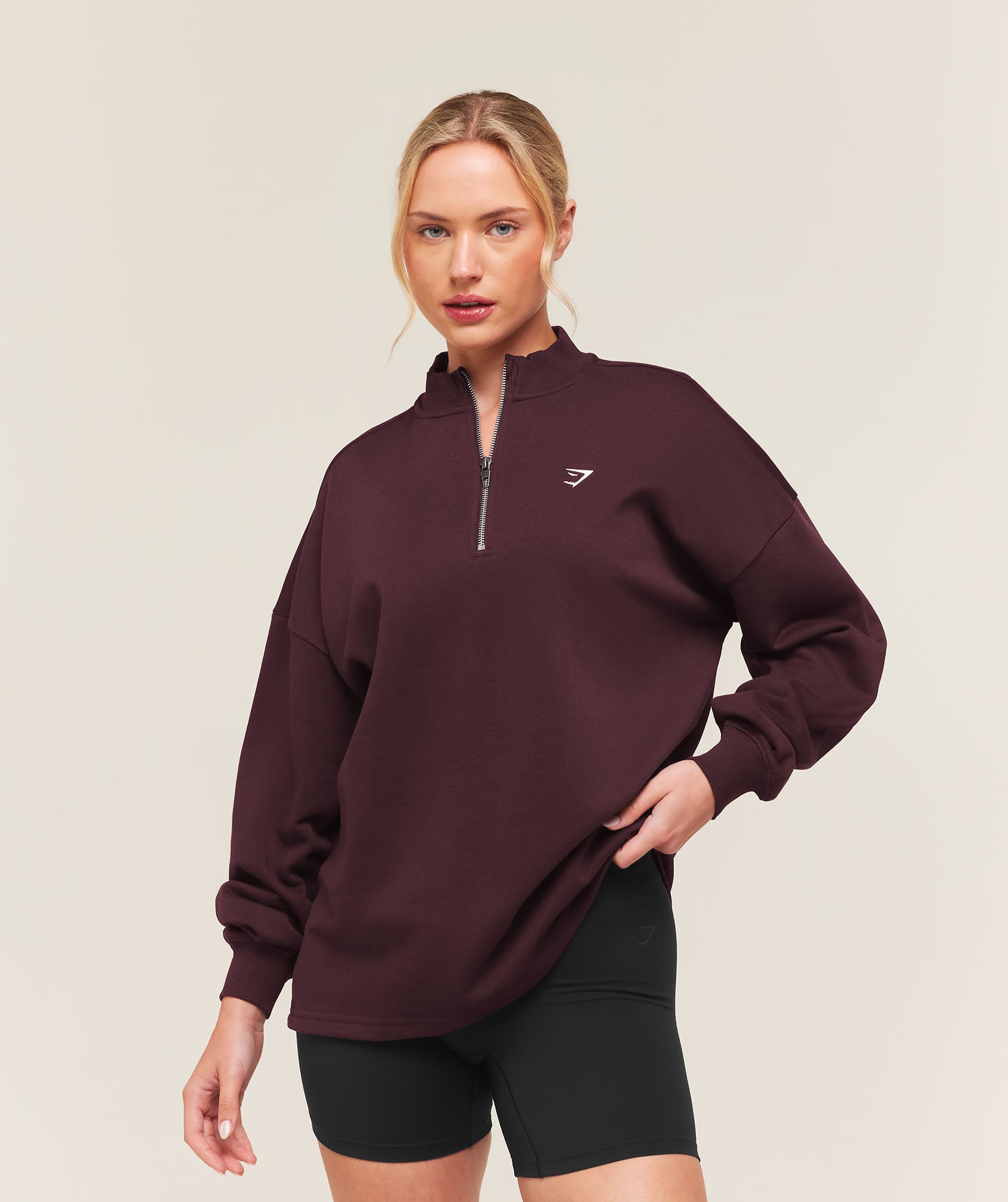 Gymshark Training Oversized 1/4 Zip - Cherry Purple