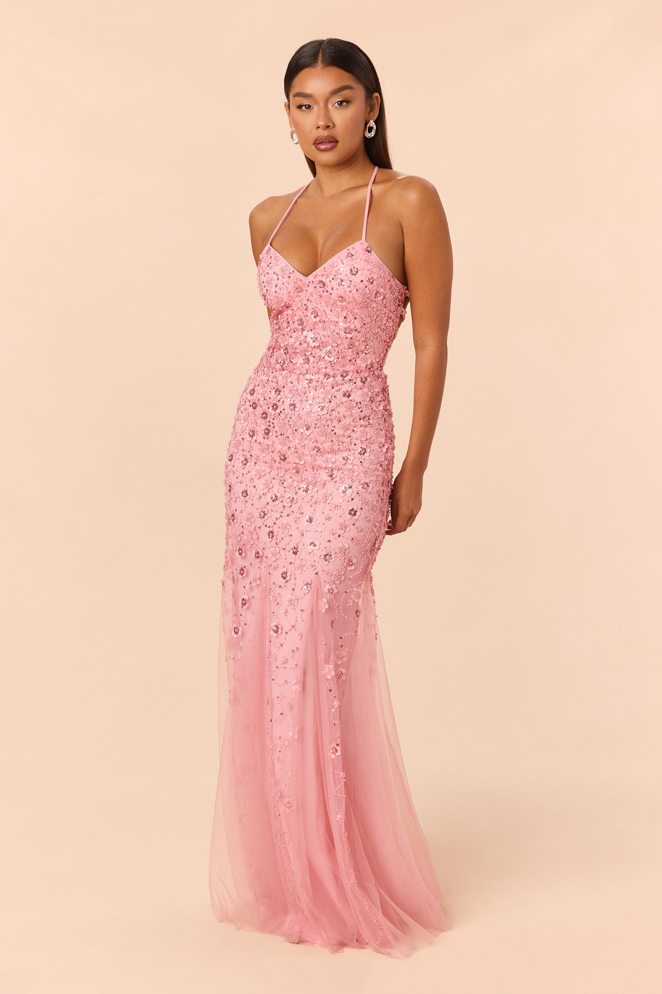 Sweetest One Embellished Tulle Gown - Pink