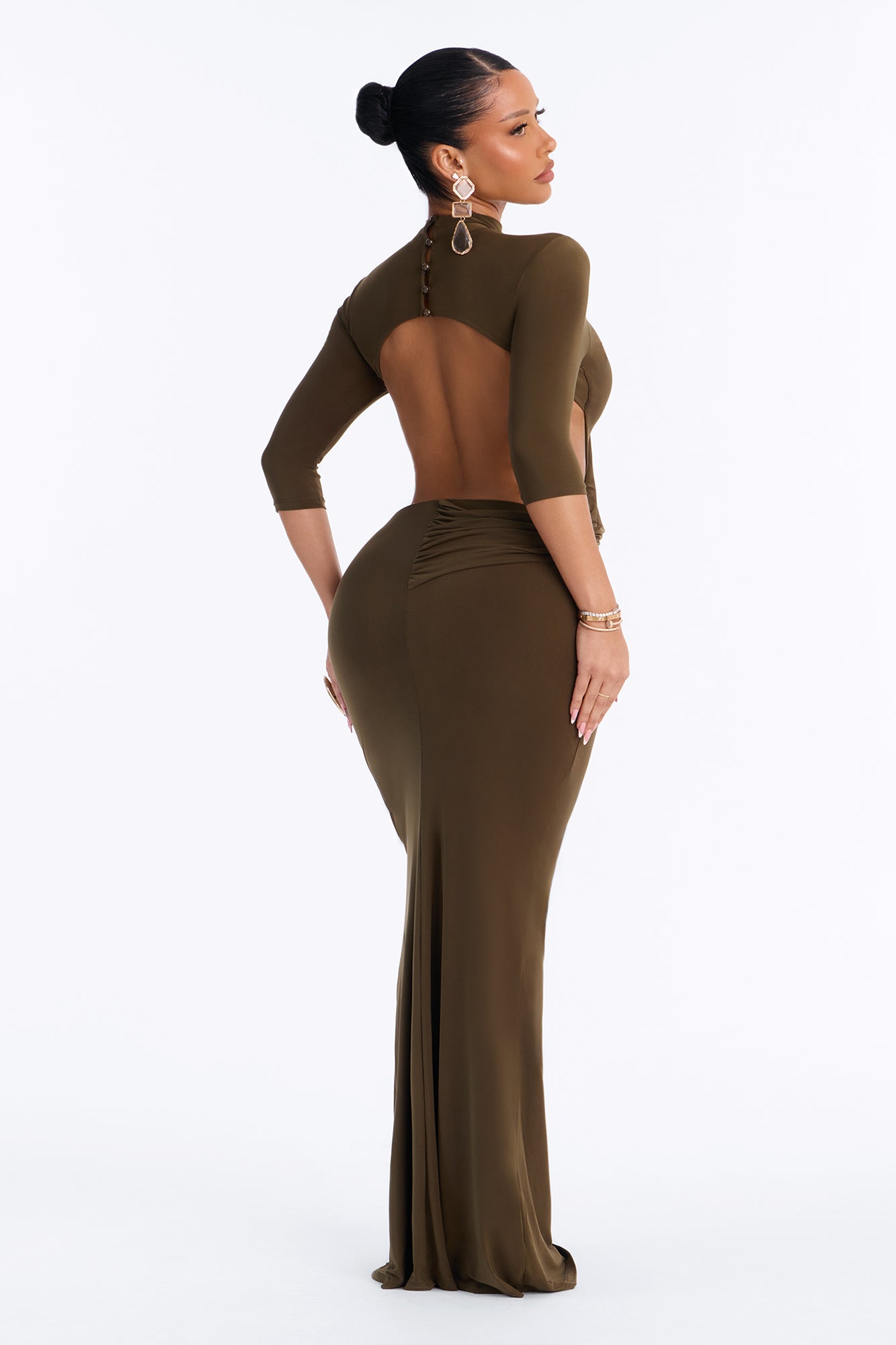 First Choice Backless Maxi Dress - Olive