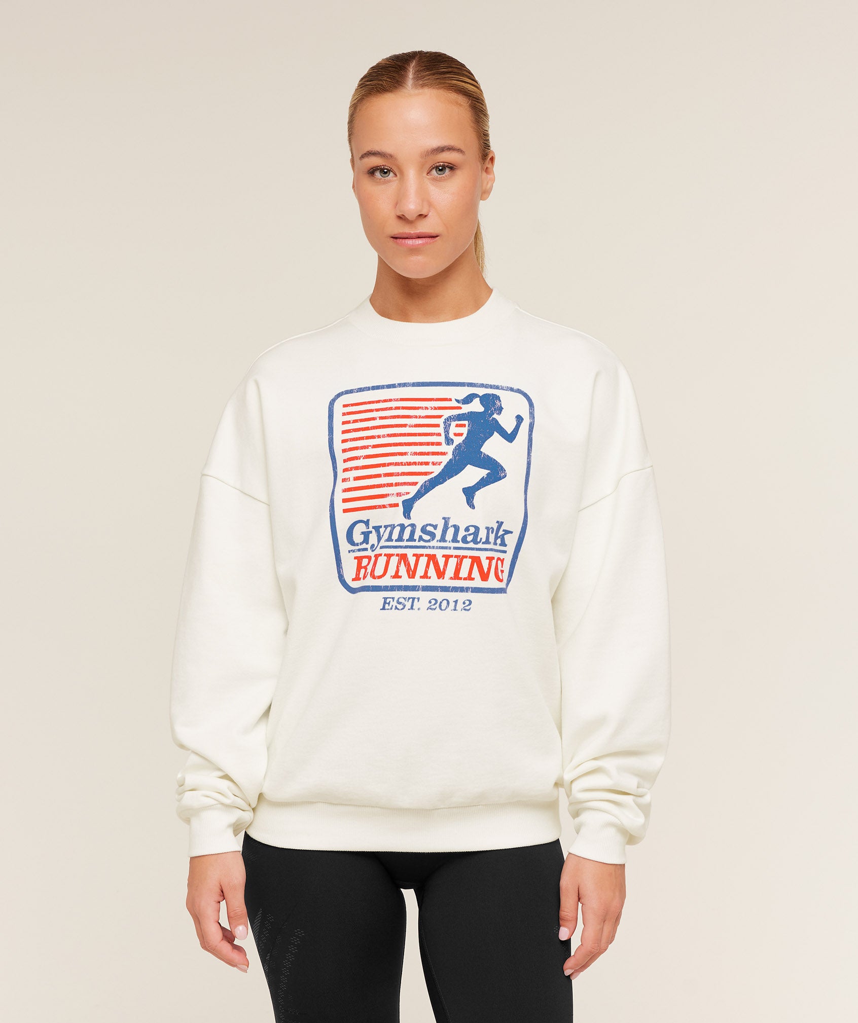 Gymshark Run Club Graphic Sweatshirt - Soft White