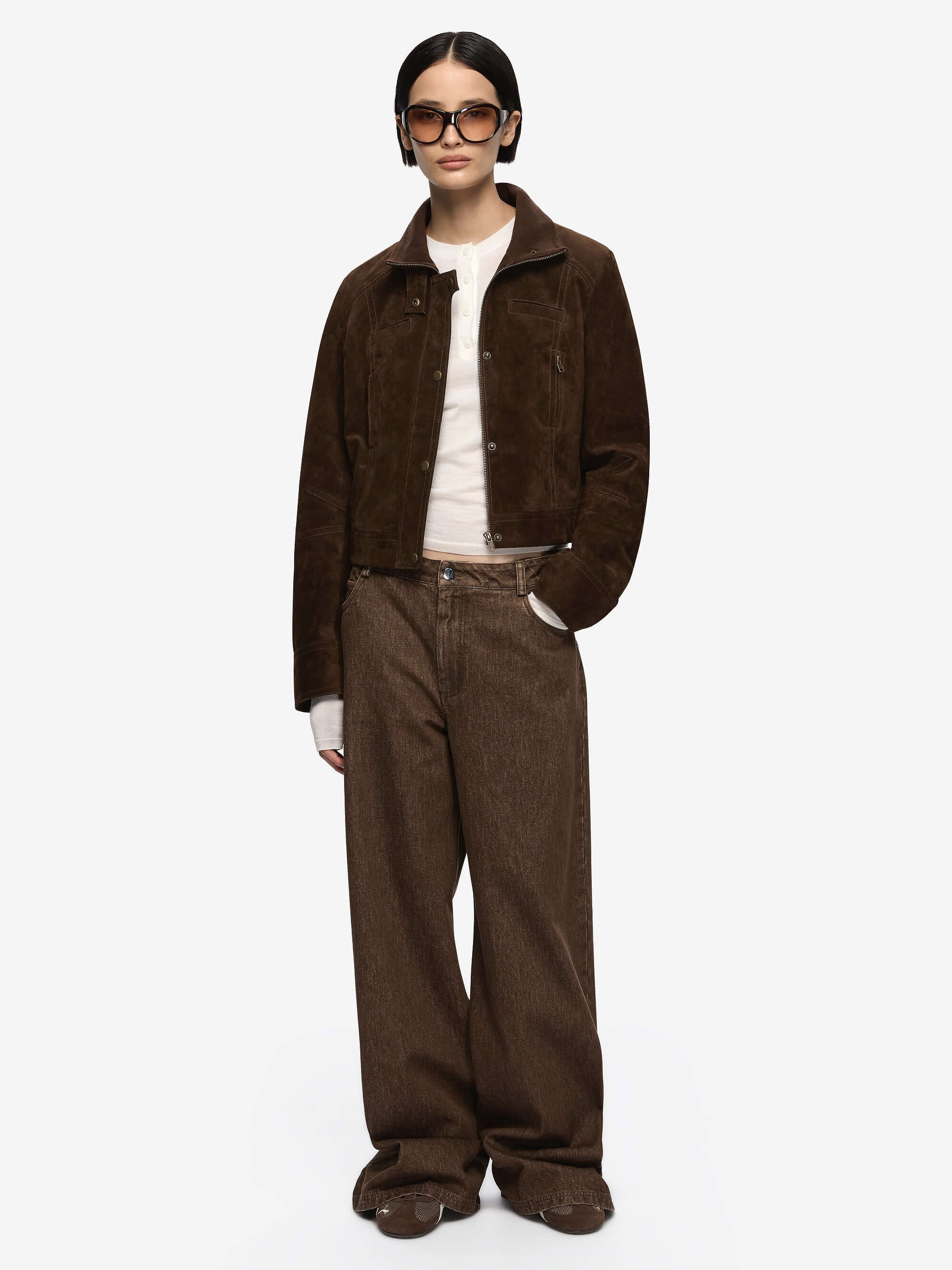HUNTER SUEDE JACKET - DARK CHOCOLATE