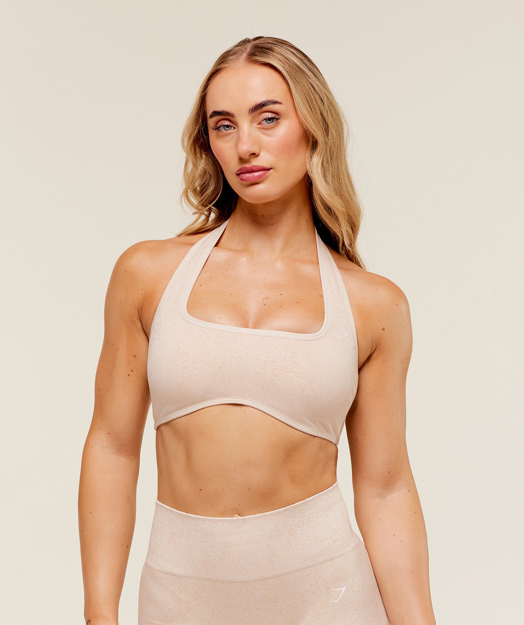 Gymshark Adapt Fleck Halterneck Sports Bra - Coconut White