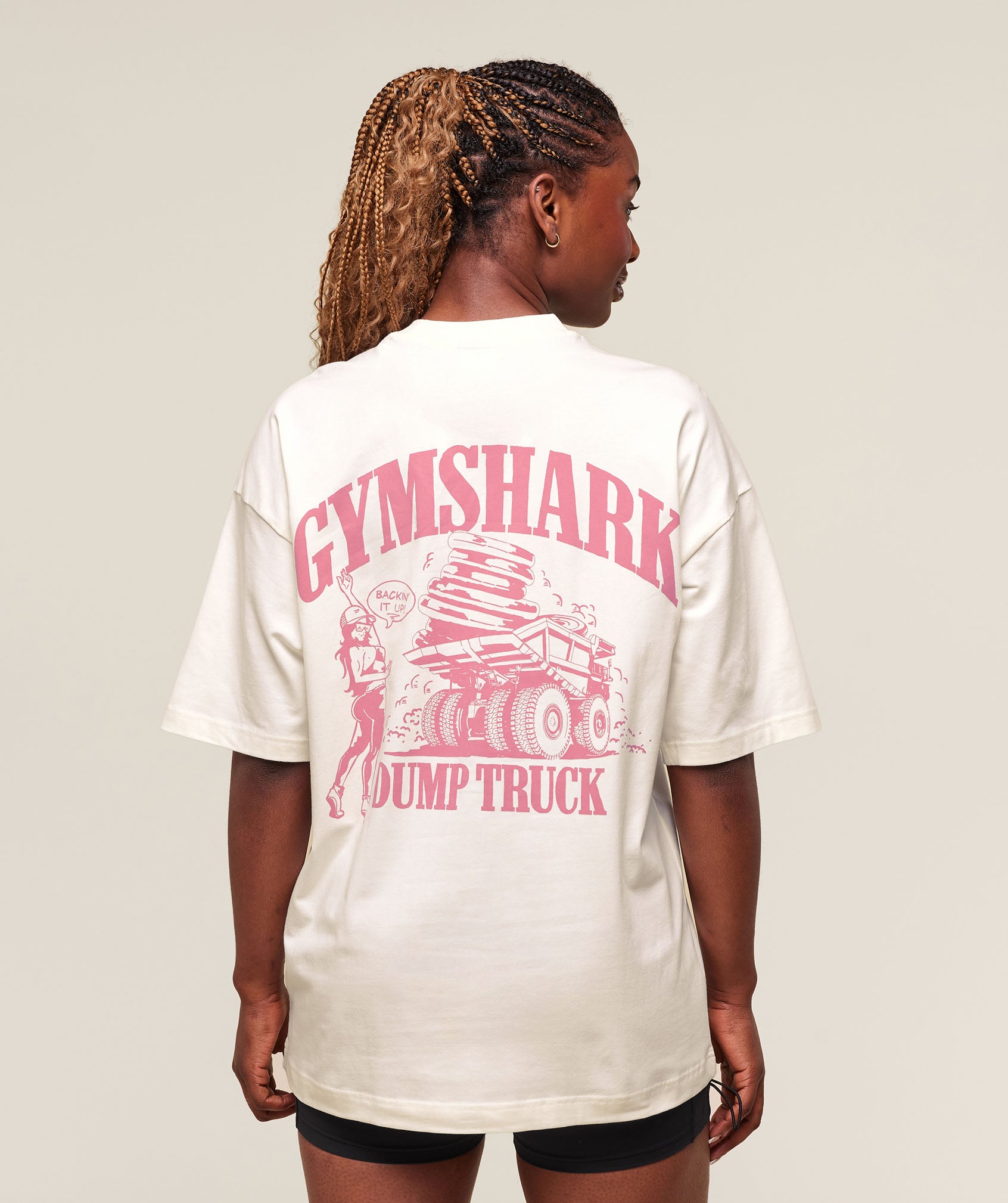 Gymshark Dump Truck Graphic Oversized T-Shirt - Soft White
