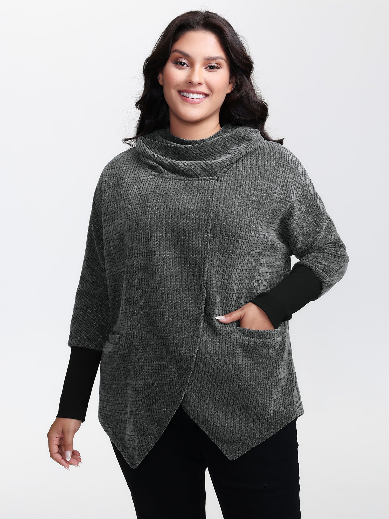 Textured Split Hem Hooded Jacket