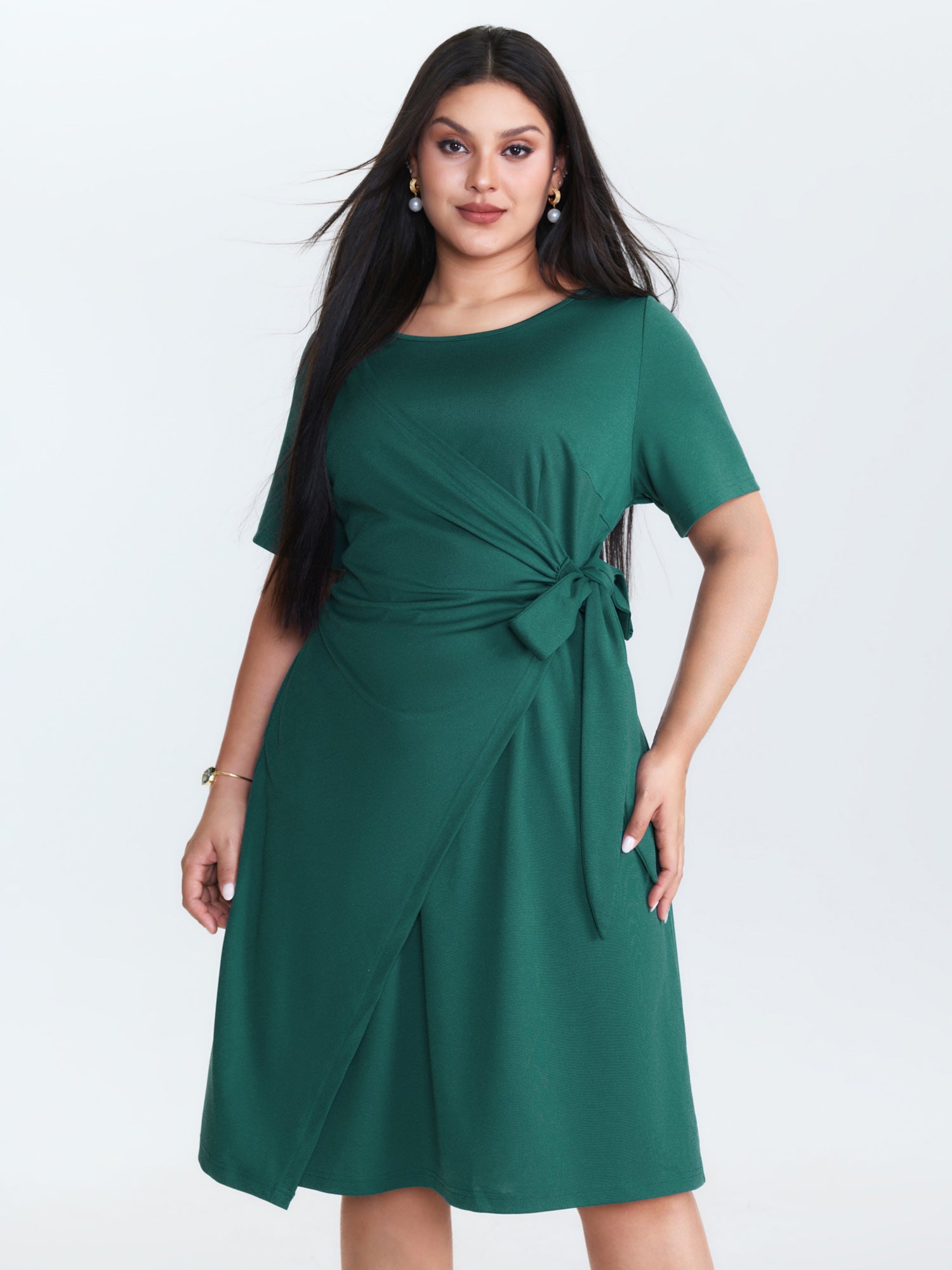 Knotted Side-Tie Wrap Mini Dress