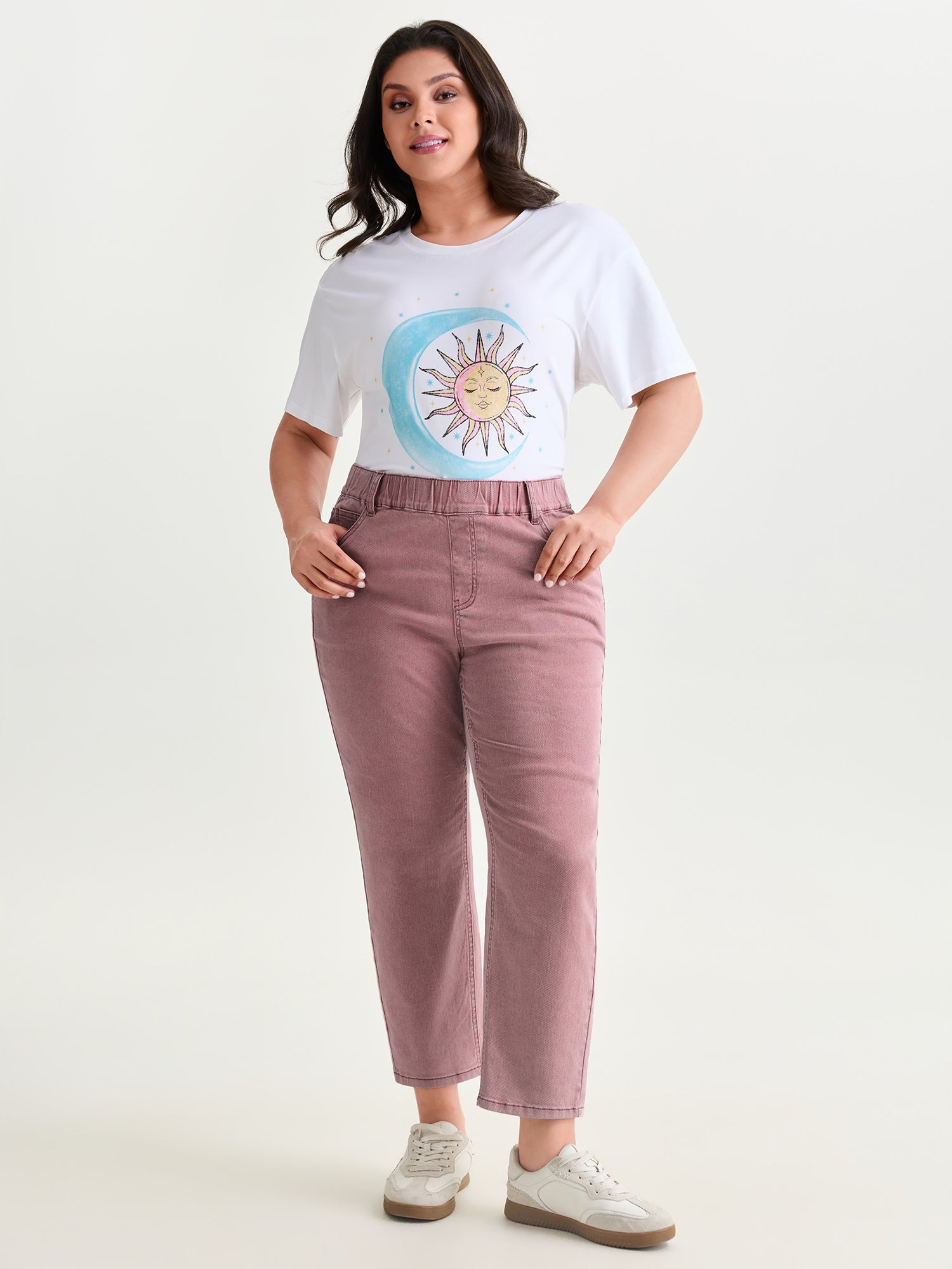 Stretchy Wide Waistband Cropped Jeans