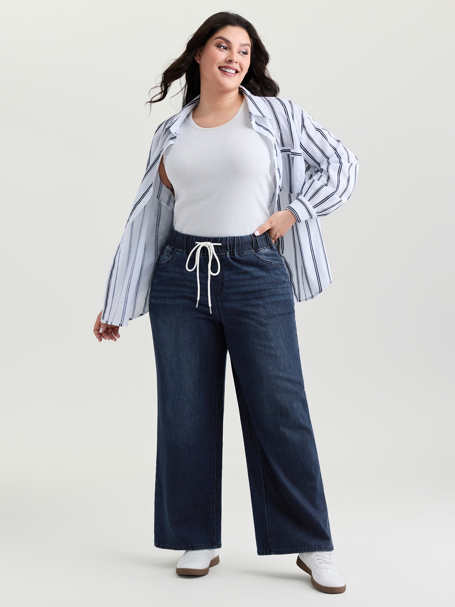 Easy Pull-On Stretchy Wide-Leg Jeans