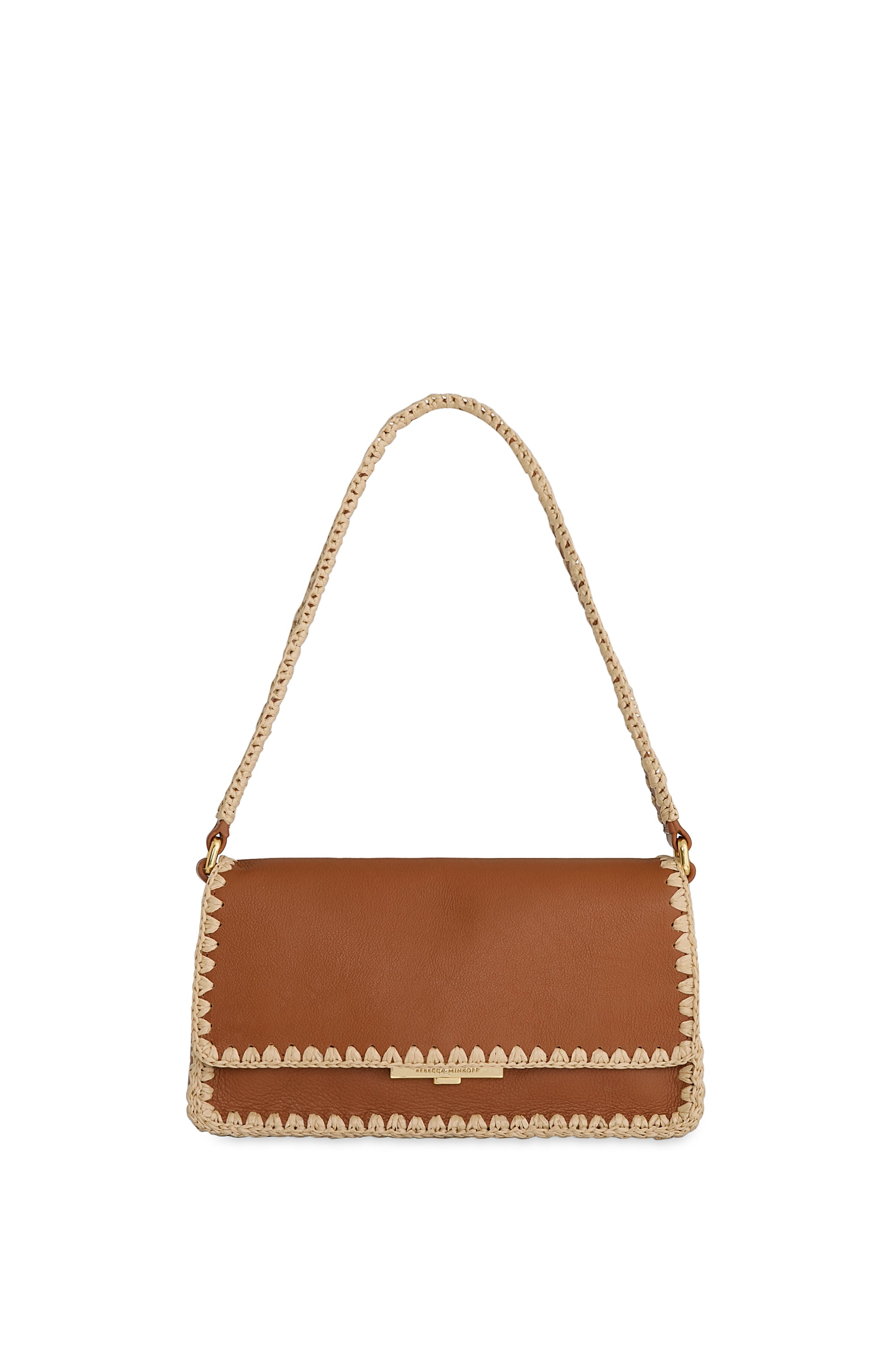 Rebecca Minkoff BERKLEY FLAP SHOULDER W/ RAFFIA TRIM