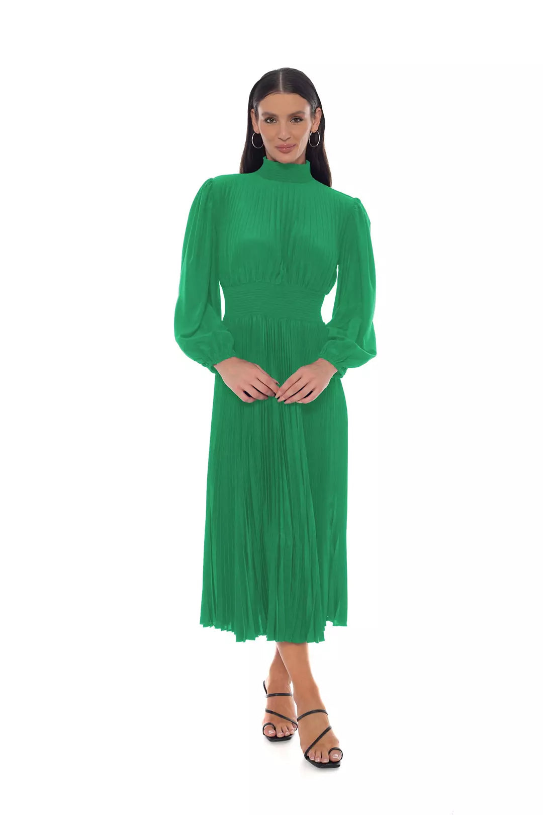Pleated Dress with Long Sleeve