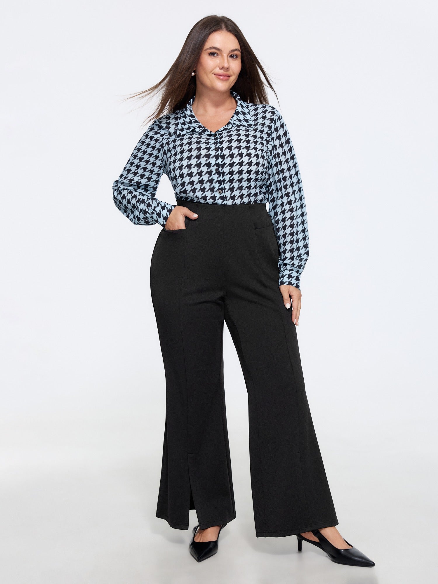 Stretch Split Hem Bootcut Pants