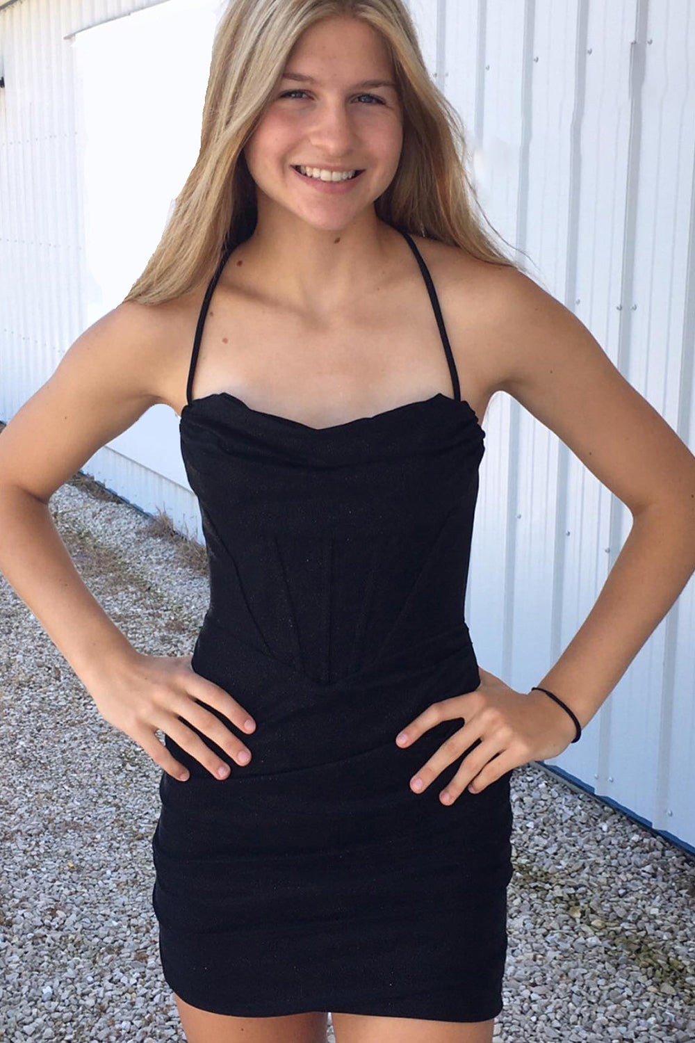 Simple Black Corset Tight Short Homecoming Dress/Mini Dress