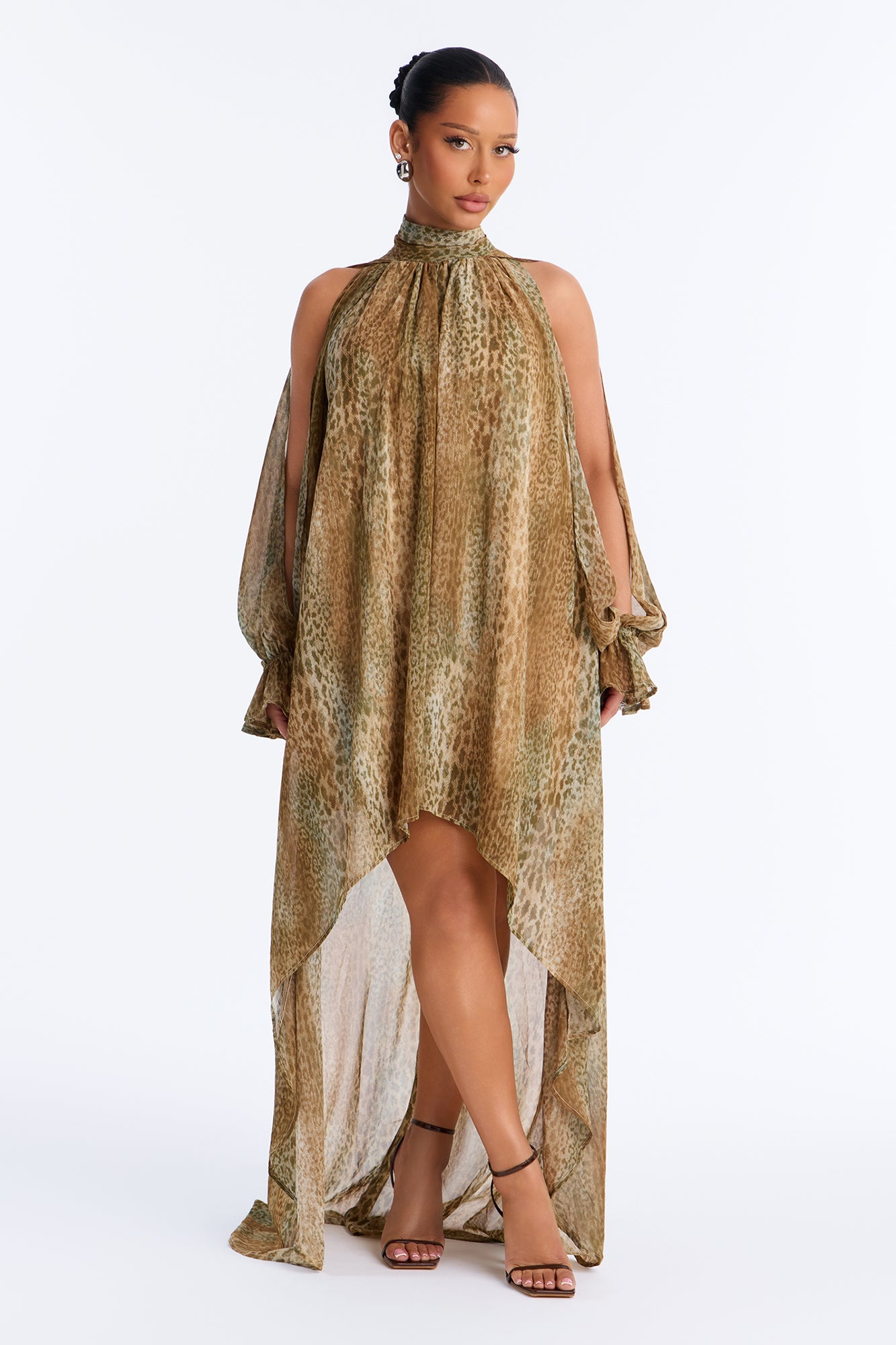 Leopard Prowl Animal Print Maxi Dress - Taupe/combo