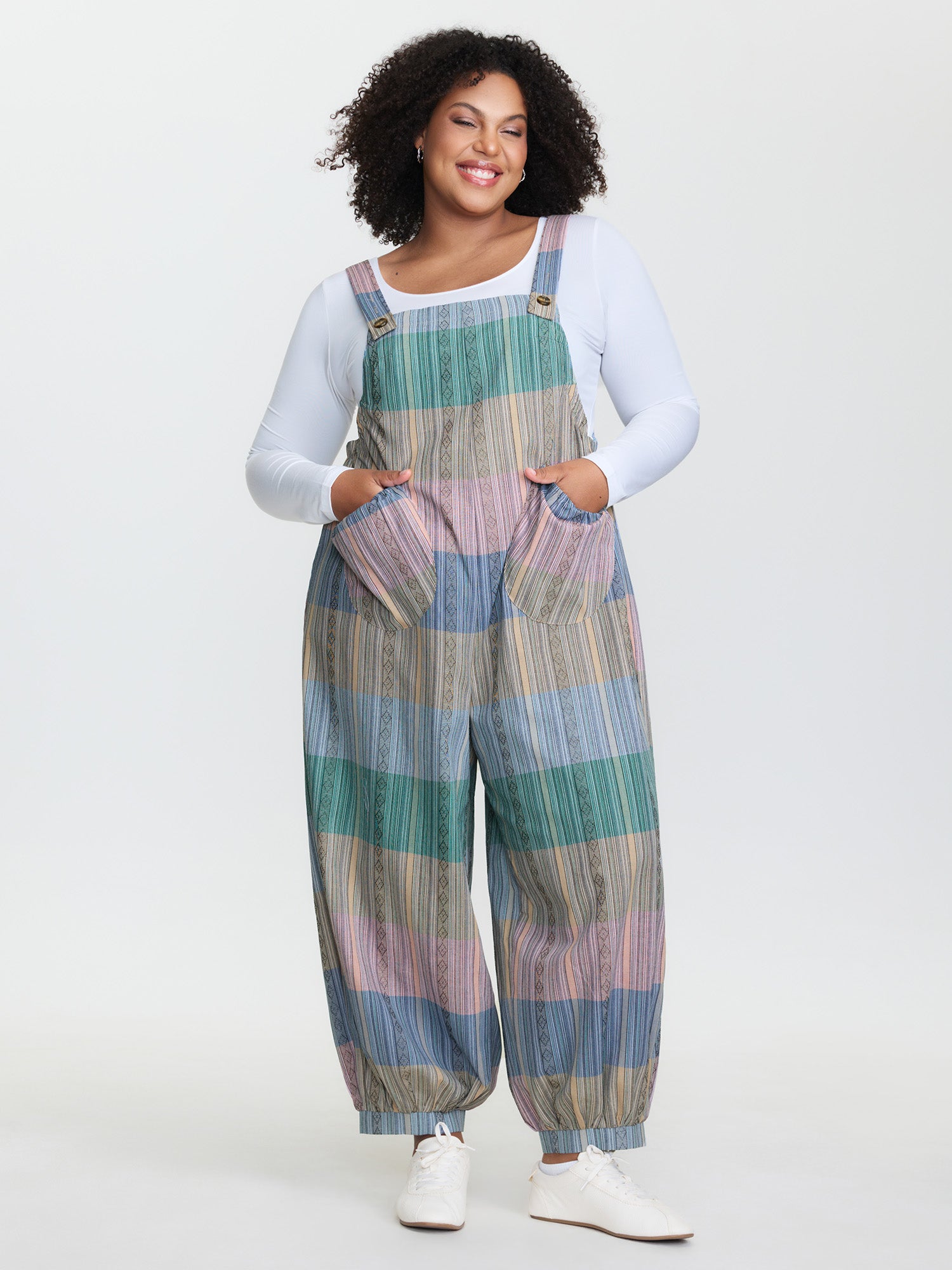 Adjustable Hem Colorblock Jumpsuit