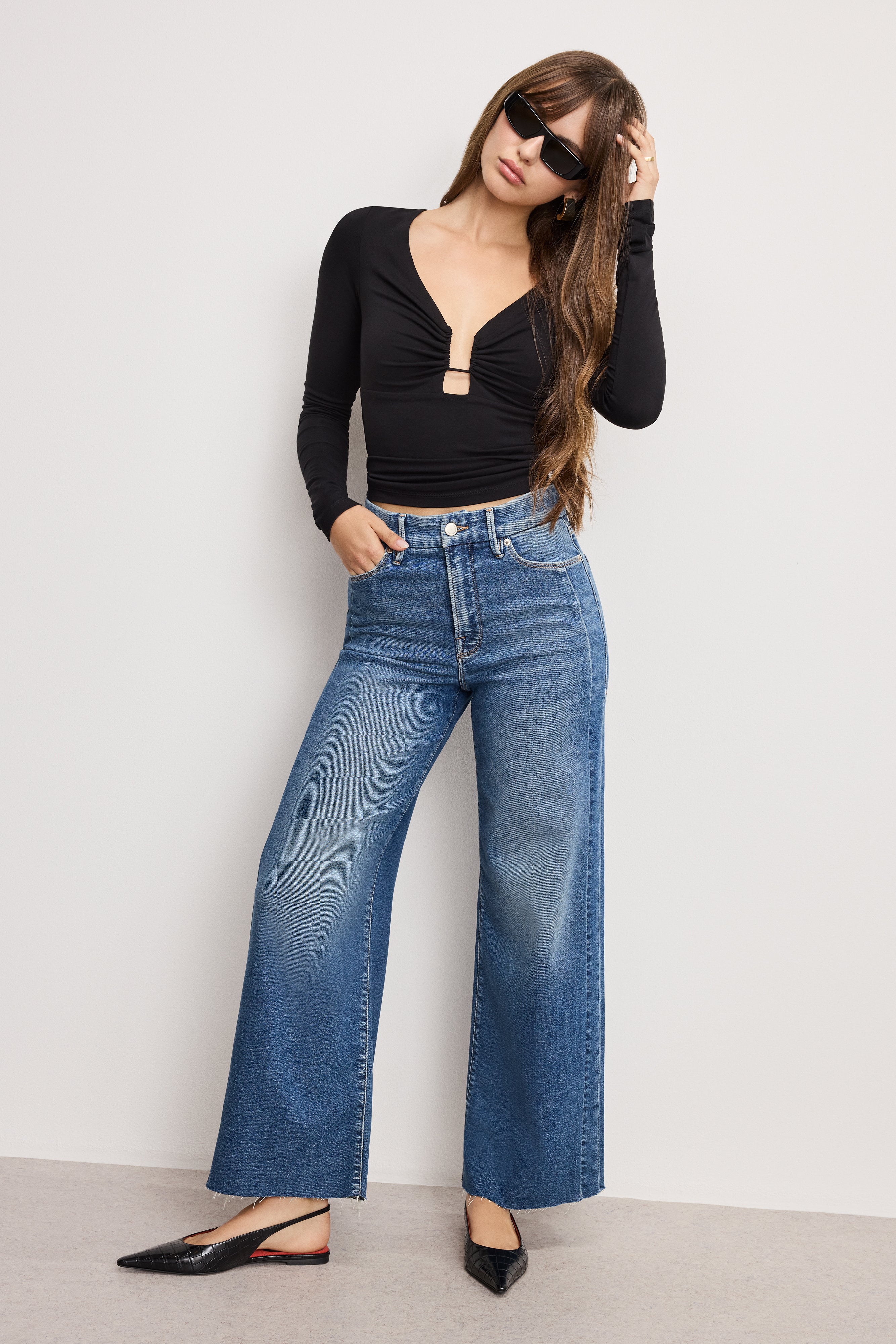 GOOD SKATE CROPPED WIDE JEANS | INDIGO1005
