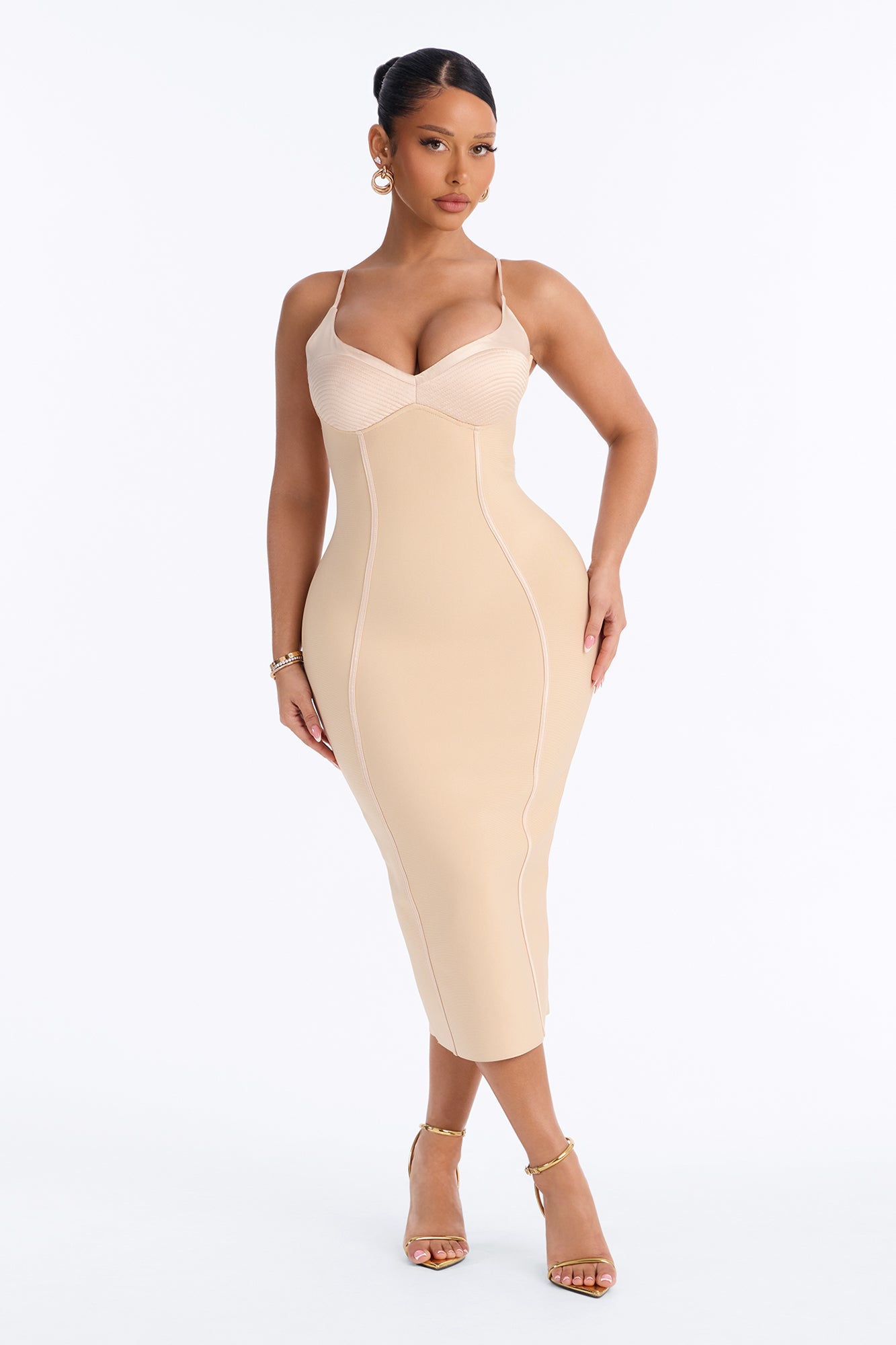 Kelis Bandage Midi Dress - Champagne