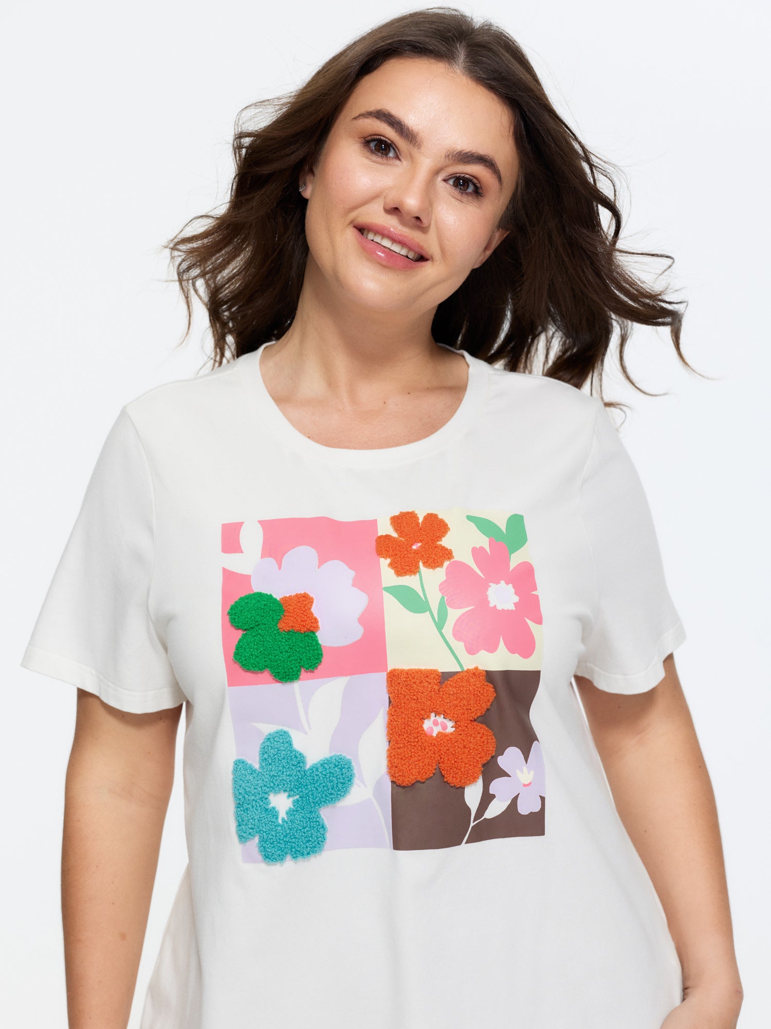 Pure Cotton Colorful Floral Collage Print T-Shirt
