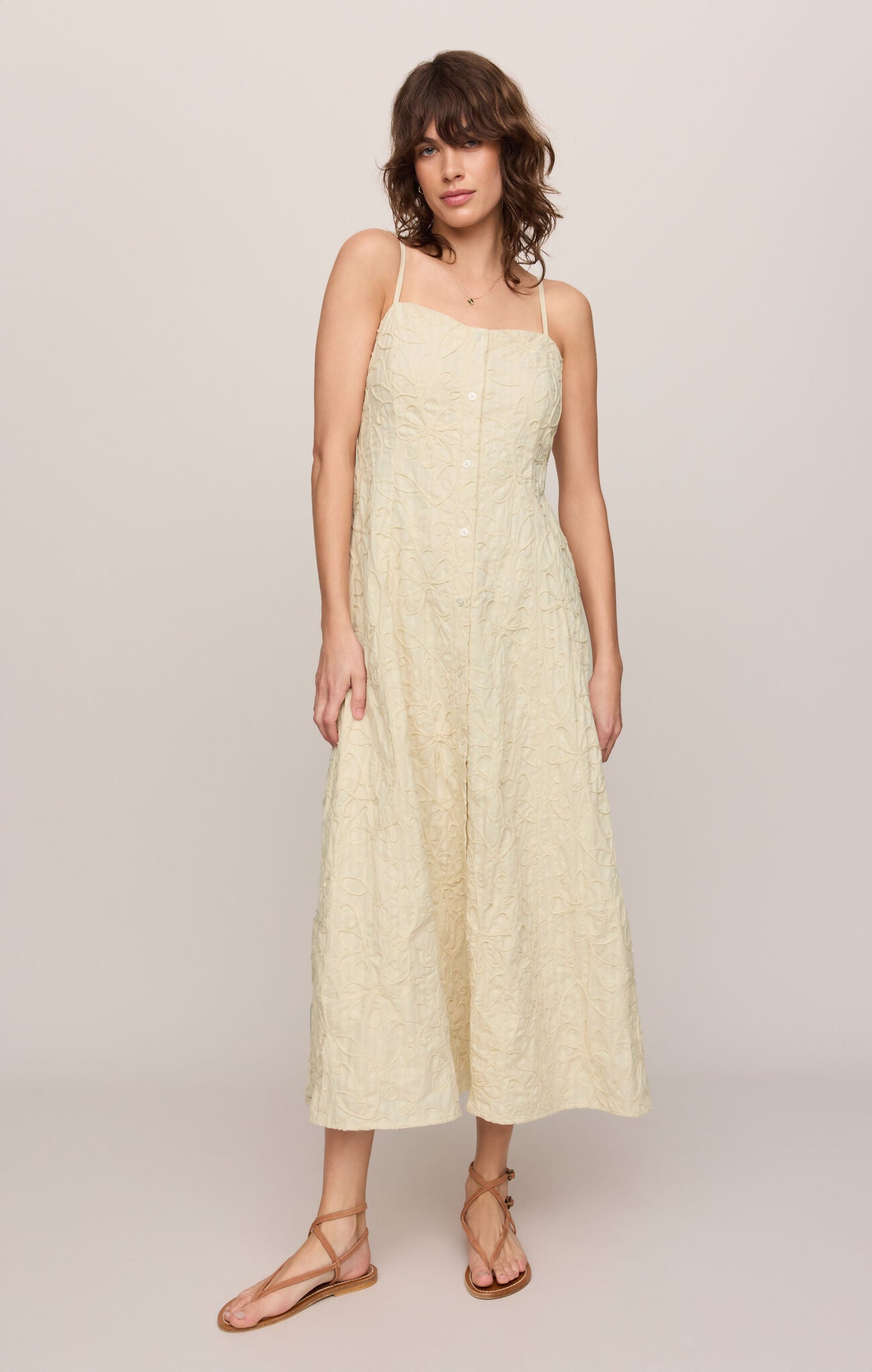 Z Supply Champagne Angel Eyes Textured Midi Dress