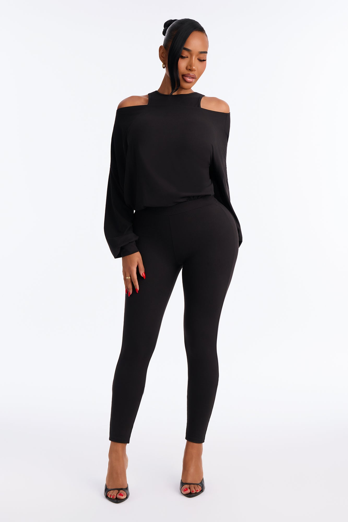 Presley Layered Off Shoulder Jumpsuit - Black