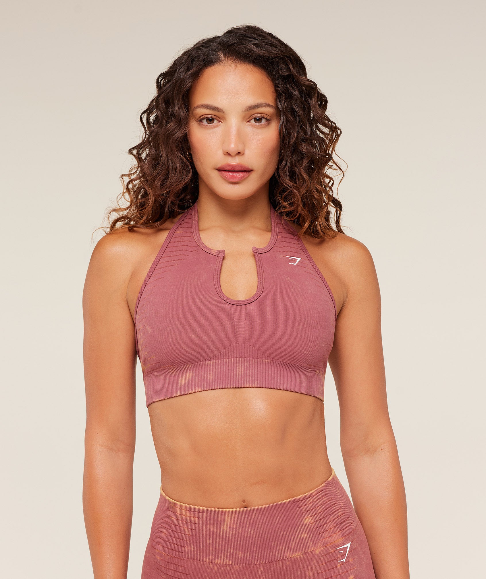 Gymshark Steel Seamless Halter Neck Bra - Reset Pink/Wash