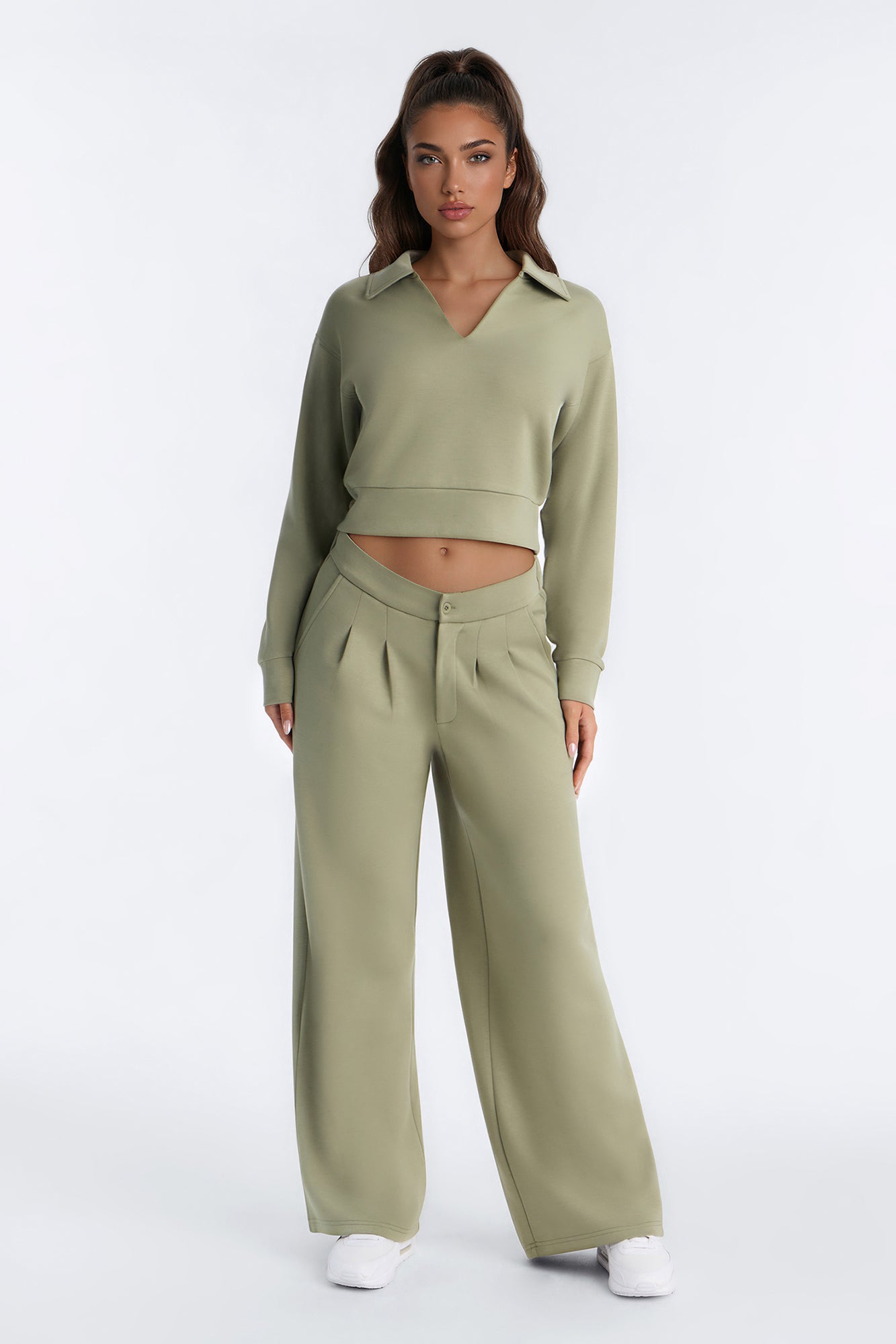Sitting Pretty Polo Pant Set - Olive