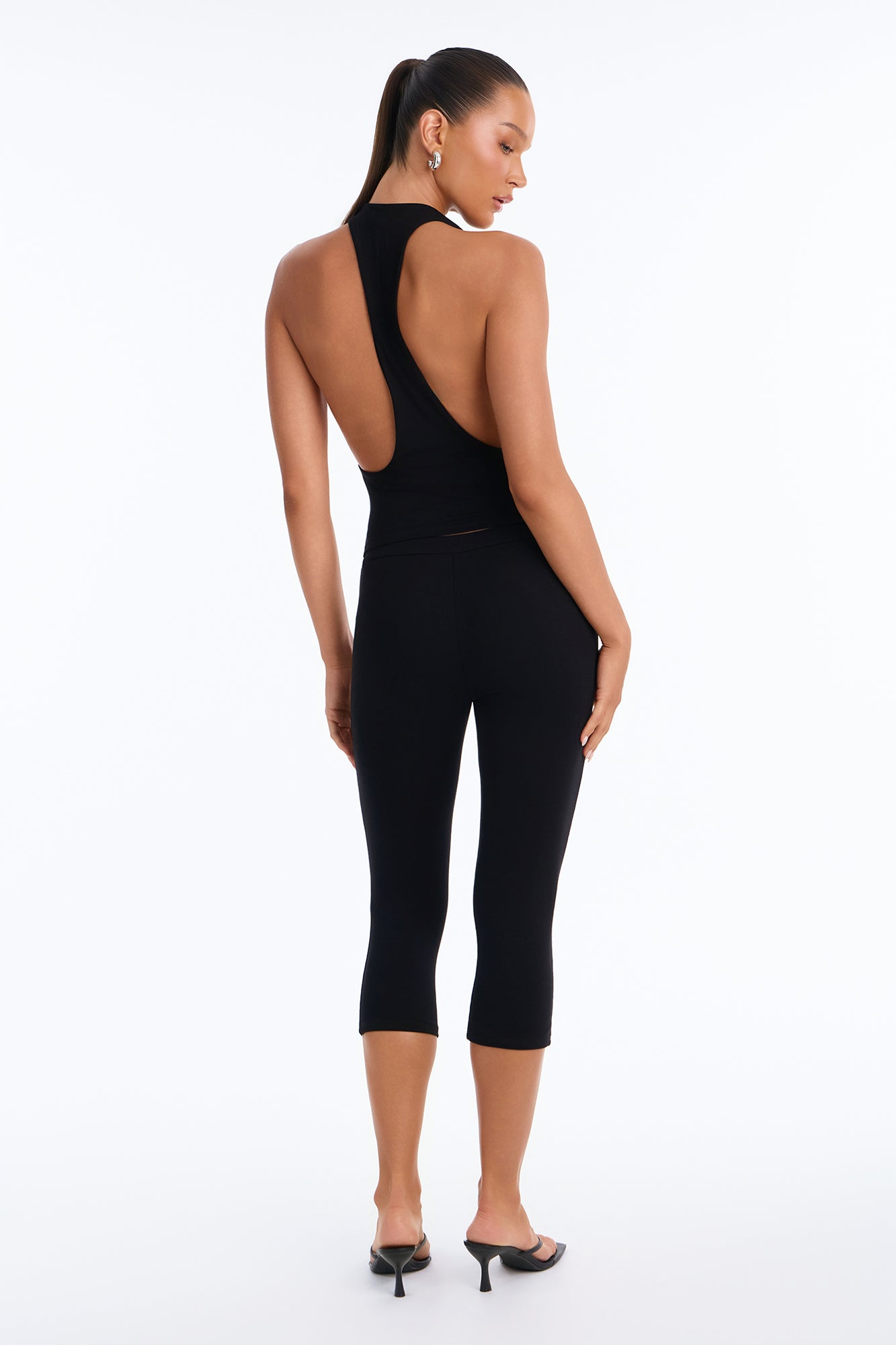 Morgan Racerback Capri Set - Black