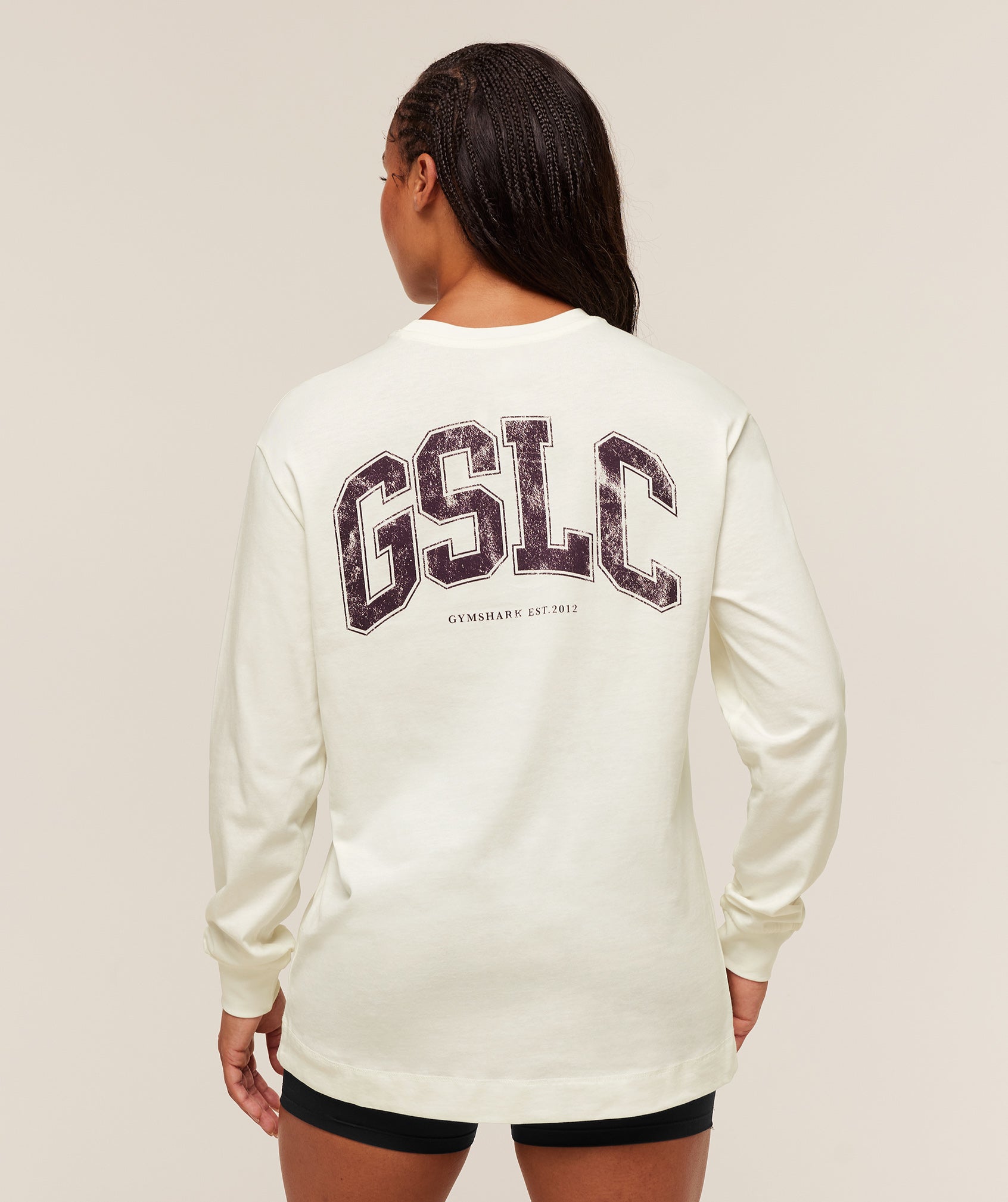 Gymshark GSLC Graphic Oversized Long Sleeve Top - Soft White