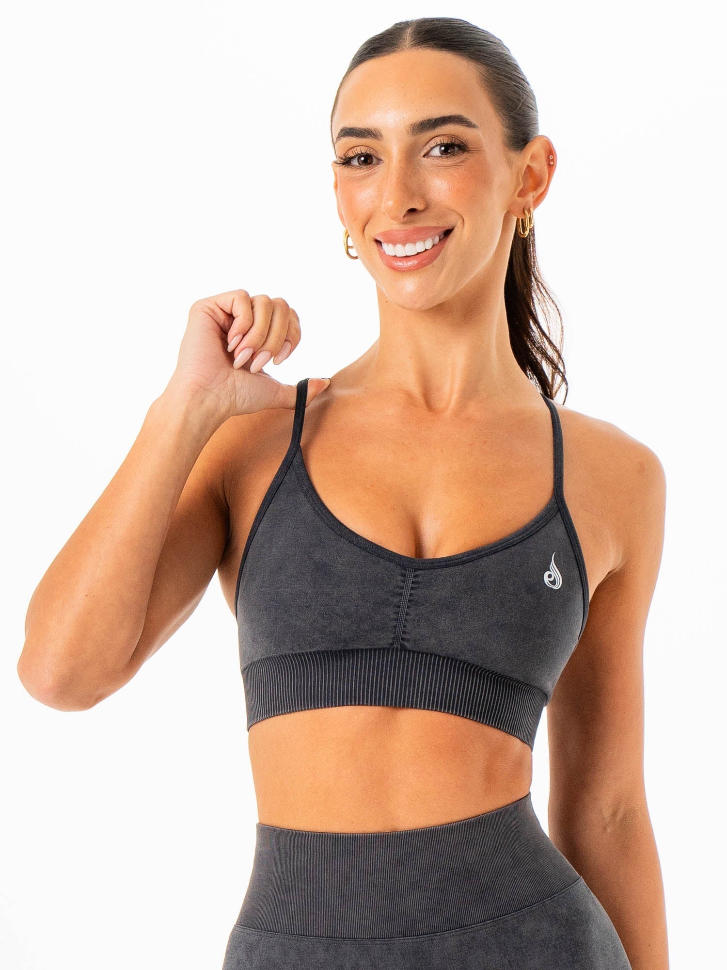 Stonewash Seamless Sports Bra - Charcoal Stonewash