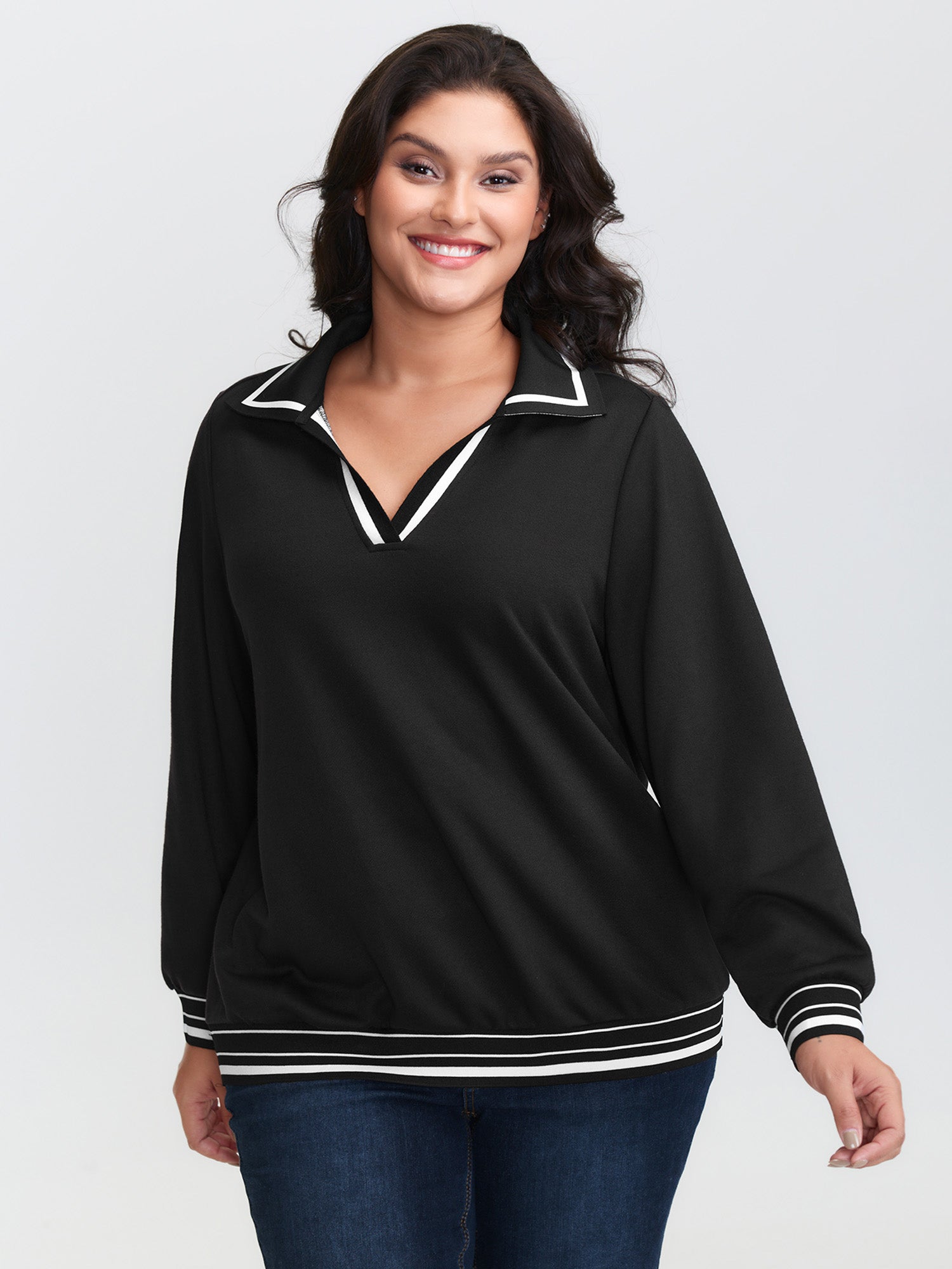 Stretchy Color Contrast Sweatshirt