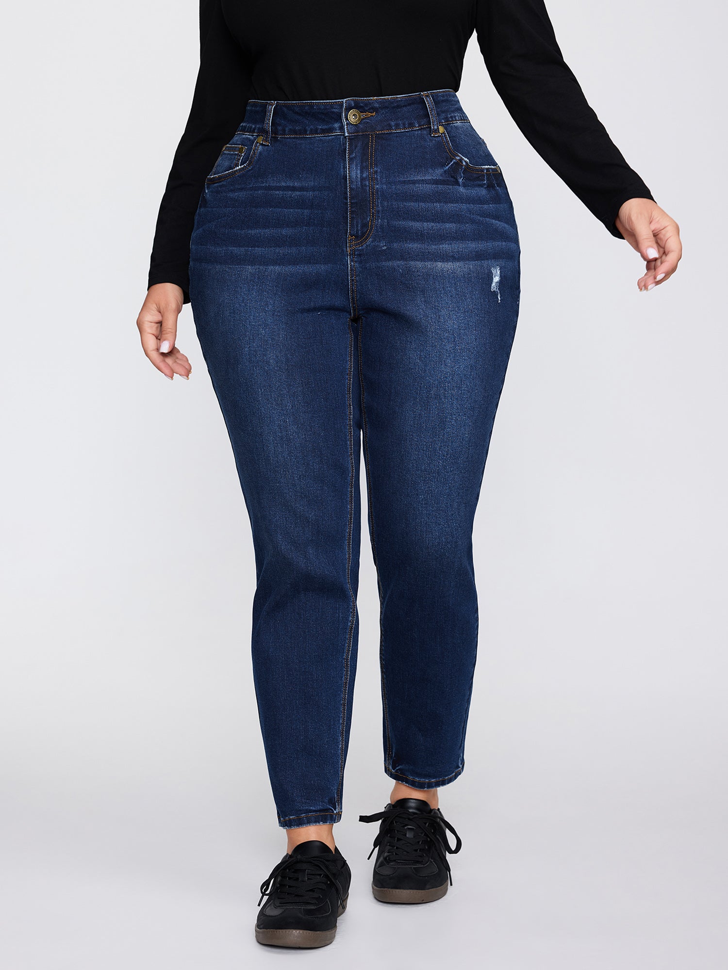 Side Rip Skinny-Fit Cropped Jeans