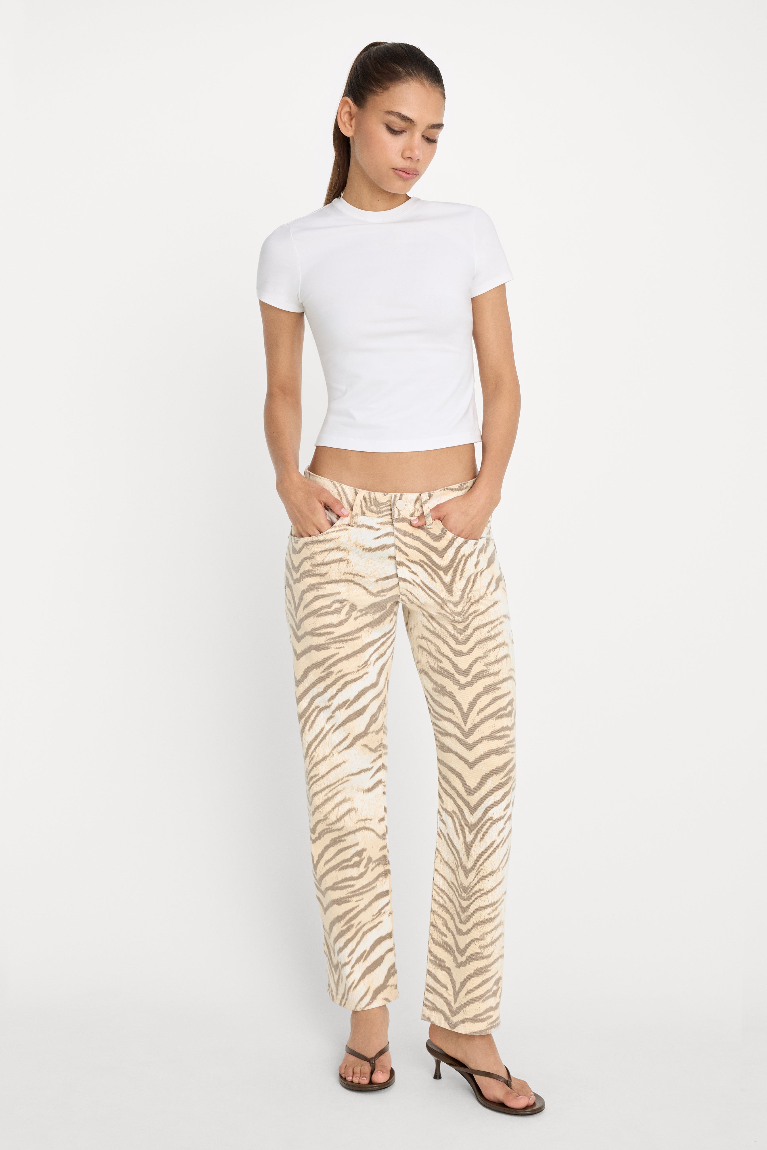 VINTAGE STRAIGHT ANKLE JEANS | BROWN TIGER