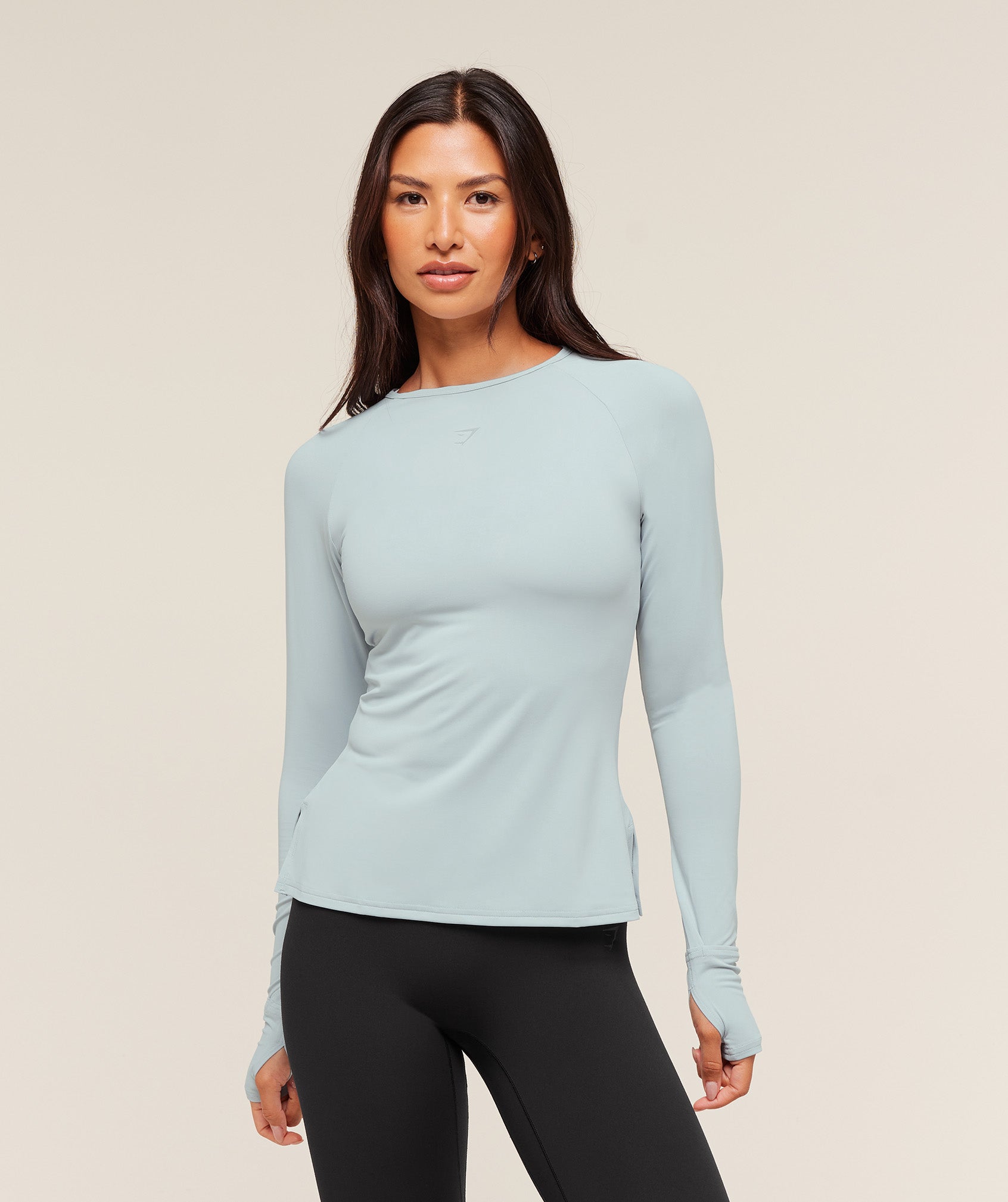 Gymshark Running Back Vent Long Sleeve Top - Smoke Blue