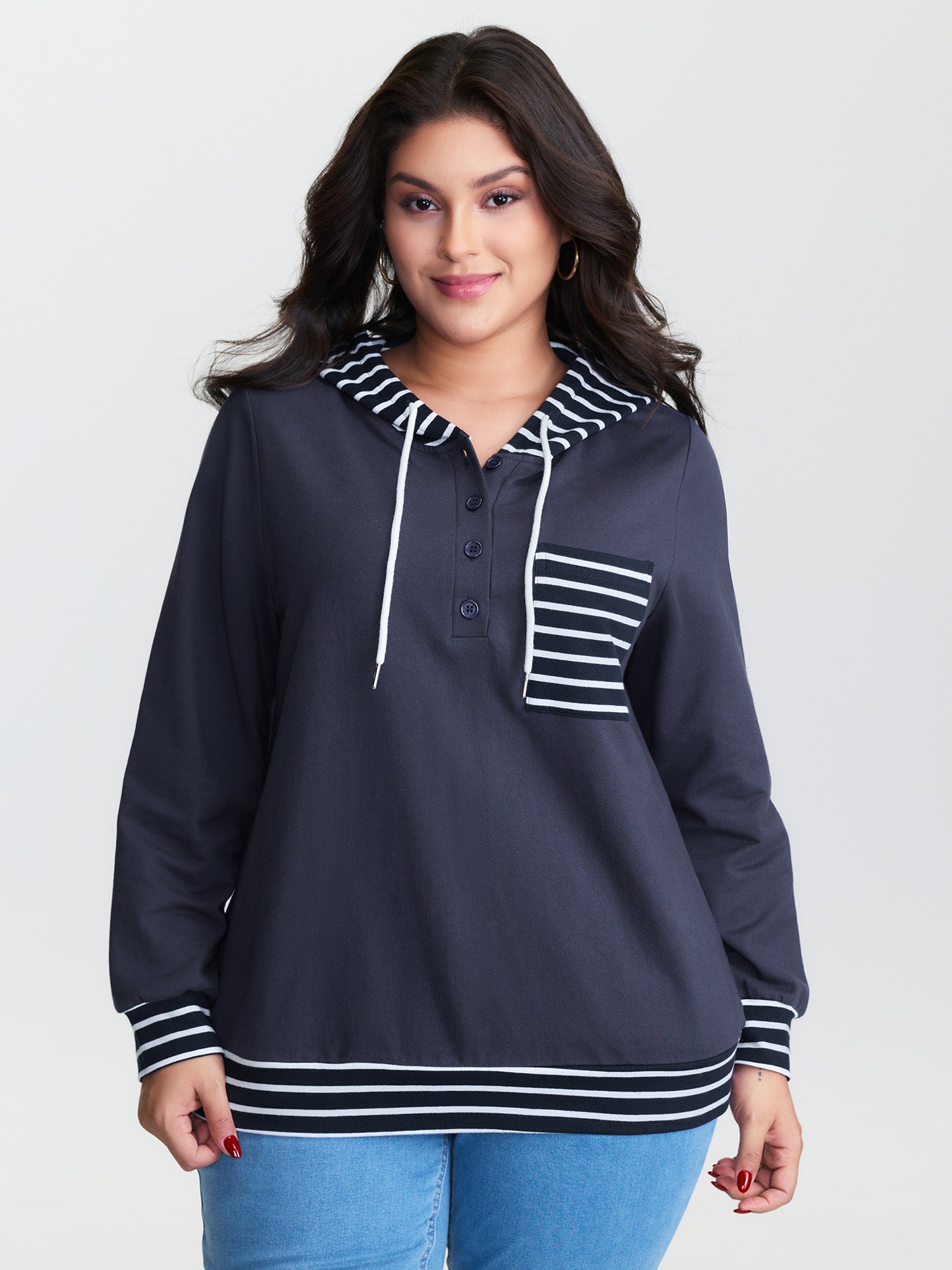 Pure Cotton Color Contrast Hoodie