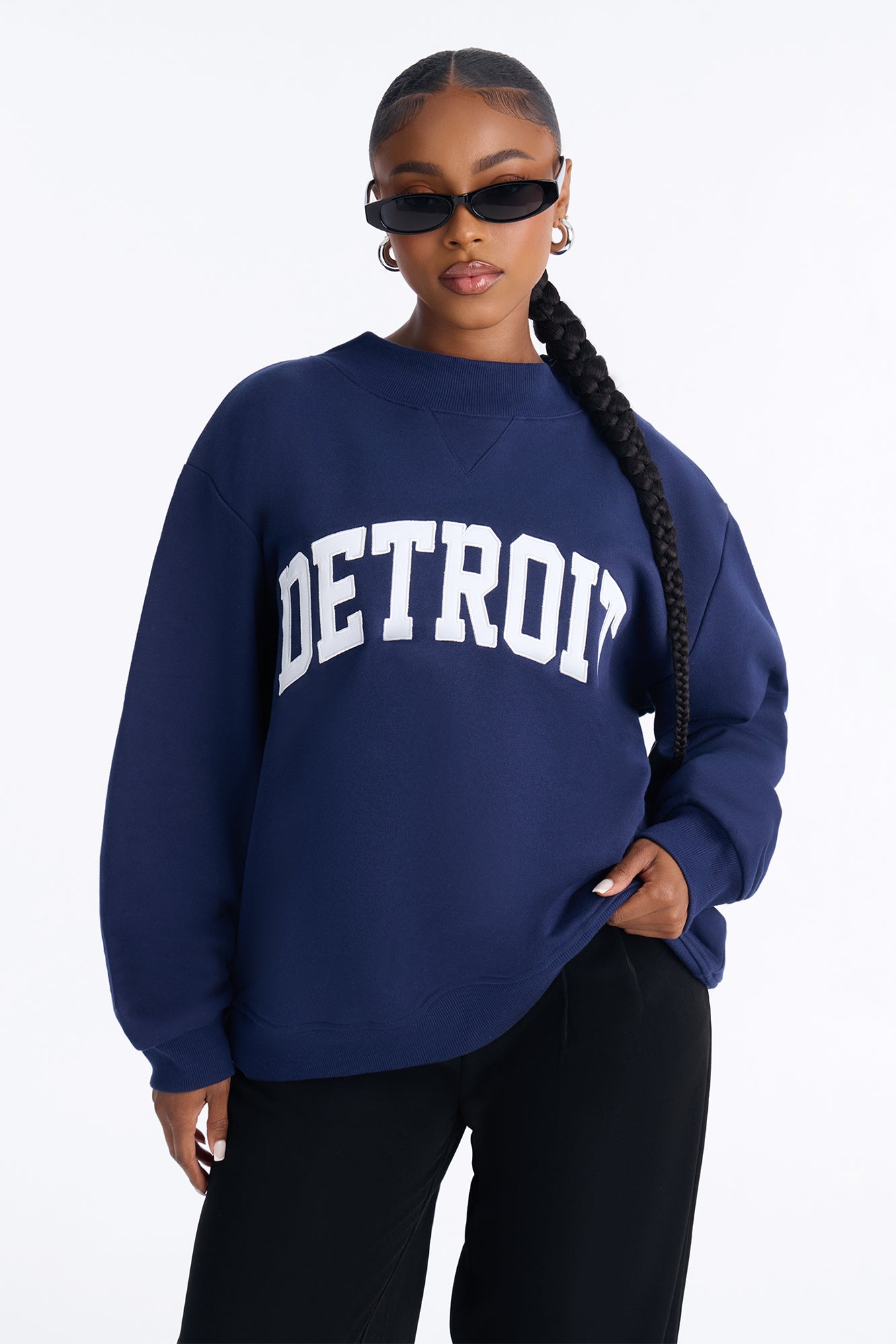 Detroit Mock Neck Sweatshirt - Navy