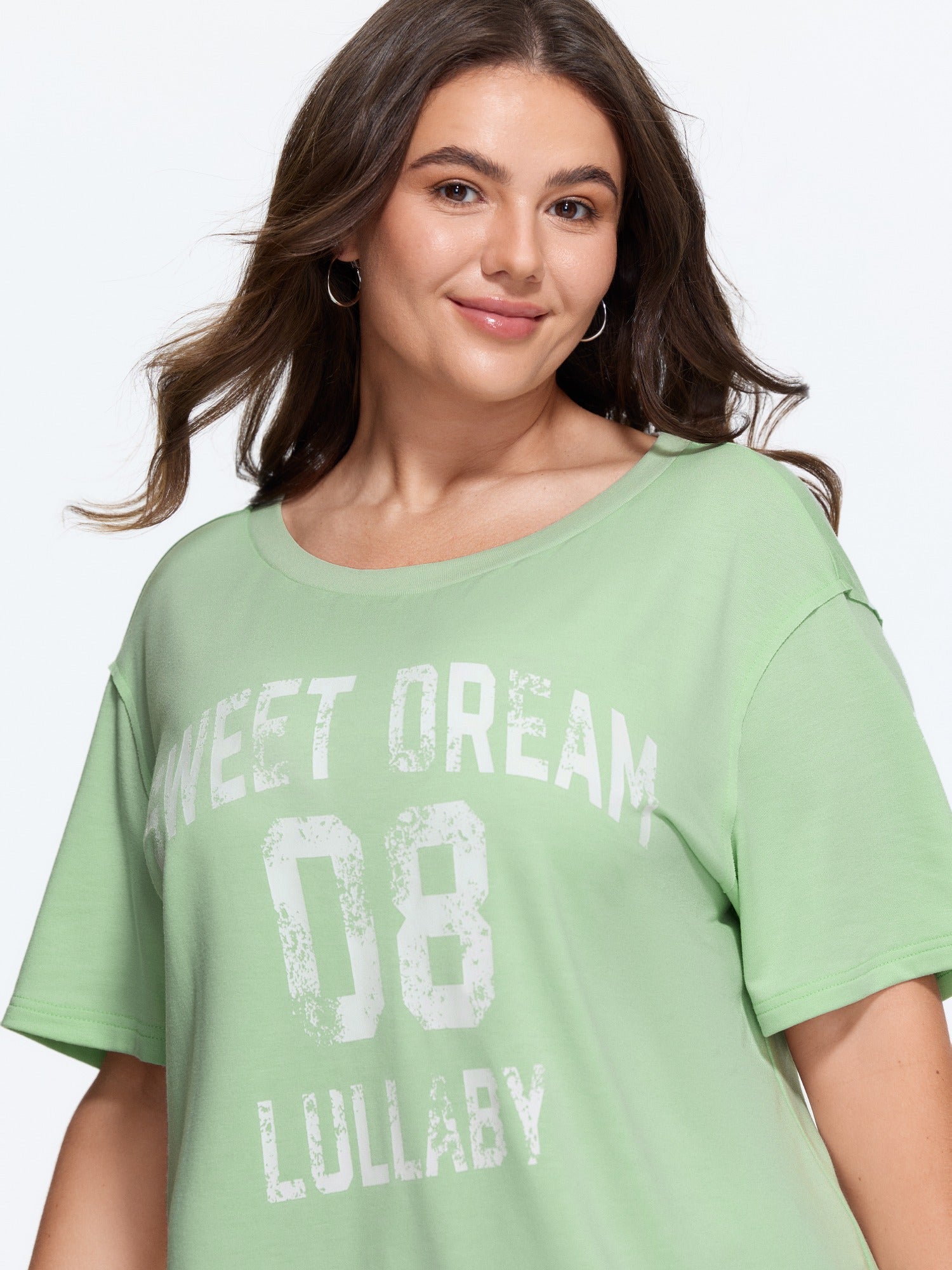 Distressed Letter Number Print Crew Neck T‑Shirt