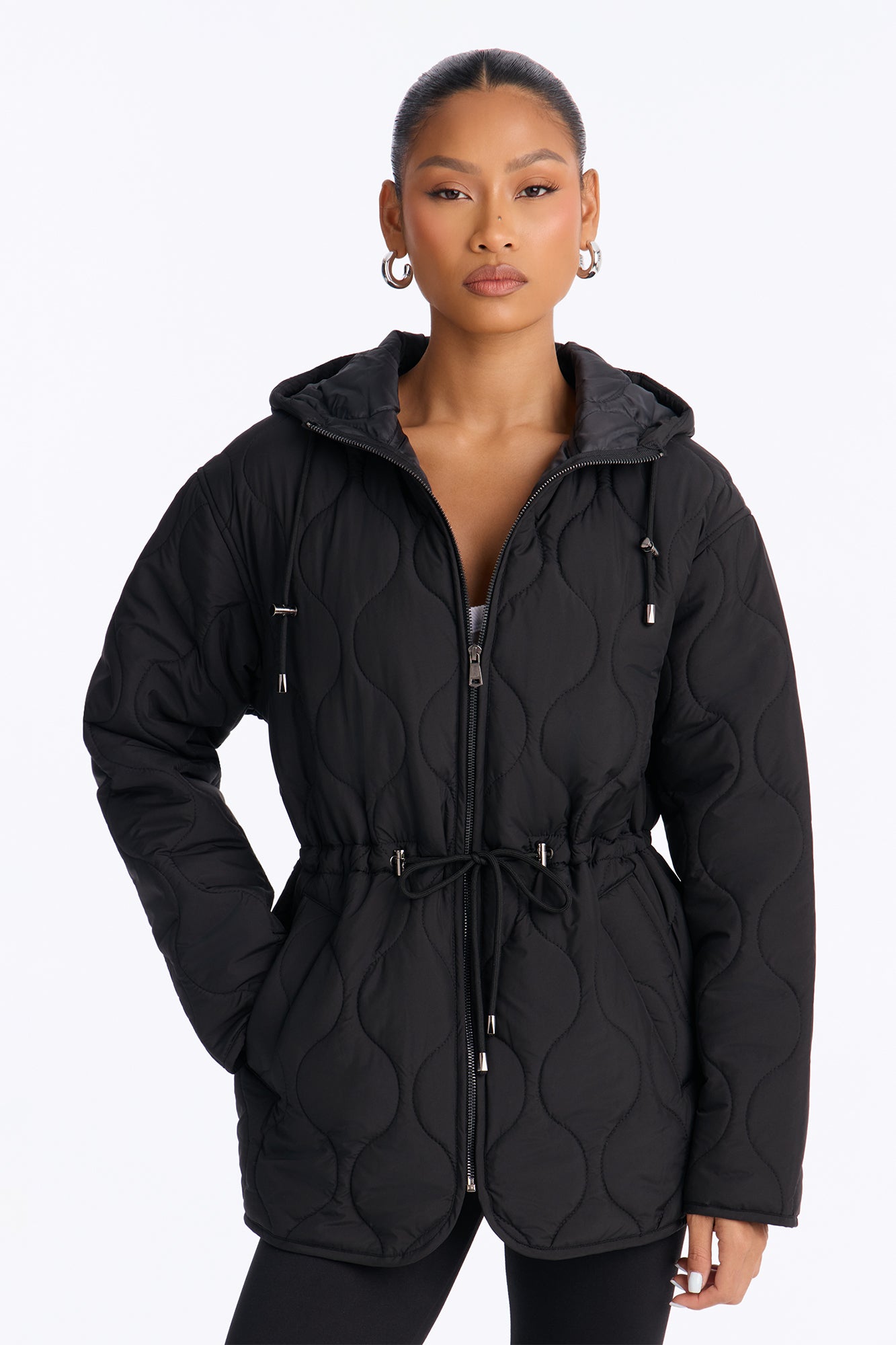 Everyday Lightweight Hooded Puffer Jacket - Black