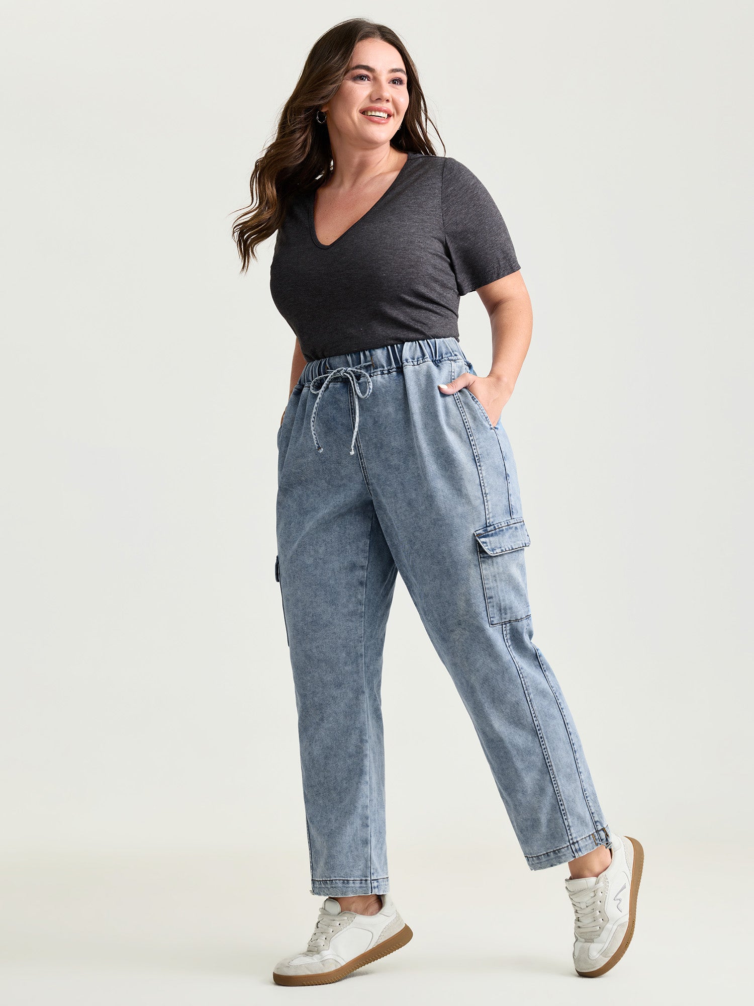 Stretchy Elastic Waistband Skinny-Fit Jeans