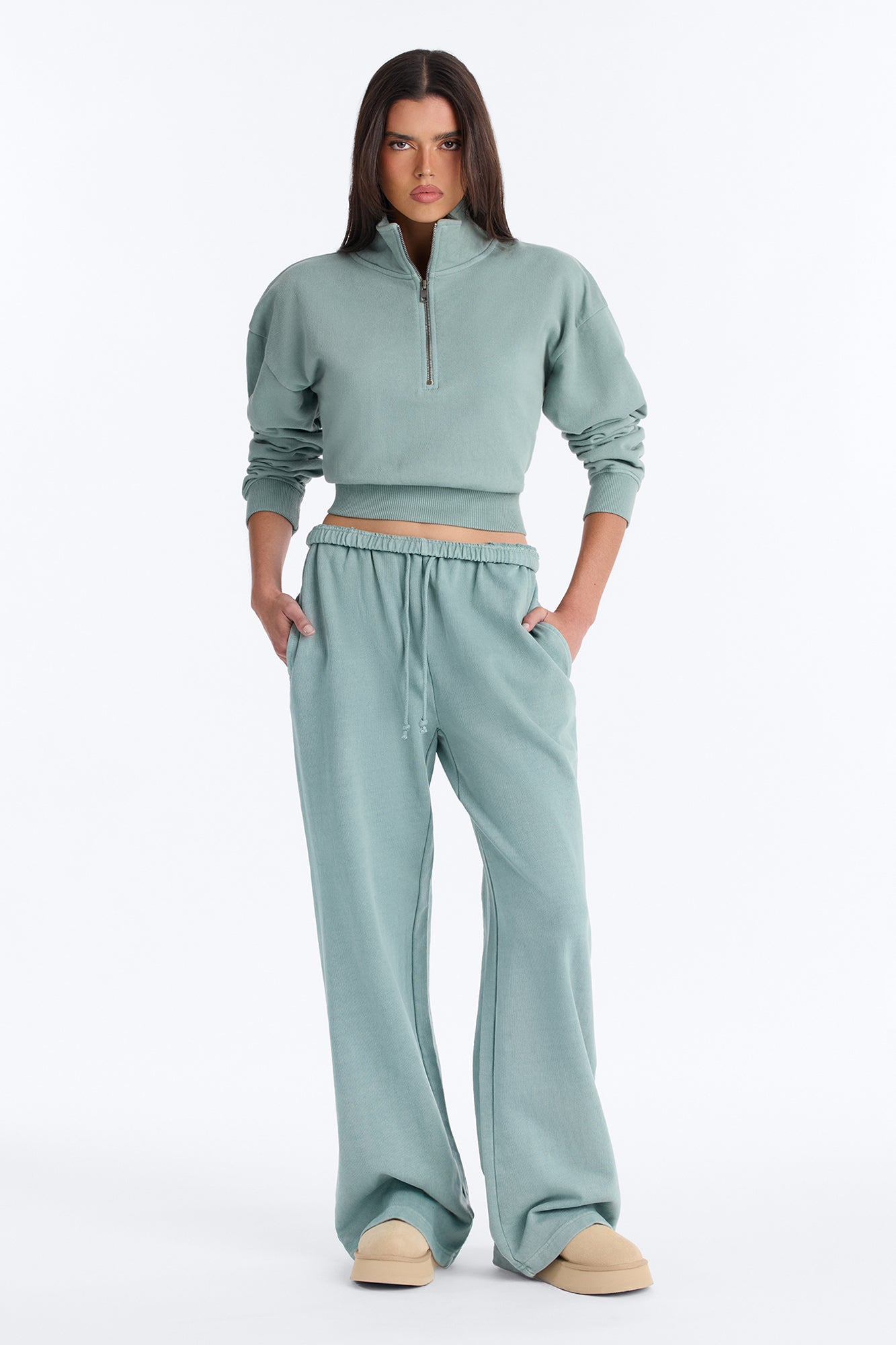 TERRY Wide Leg Sweatpant - Washed Sage