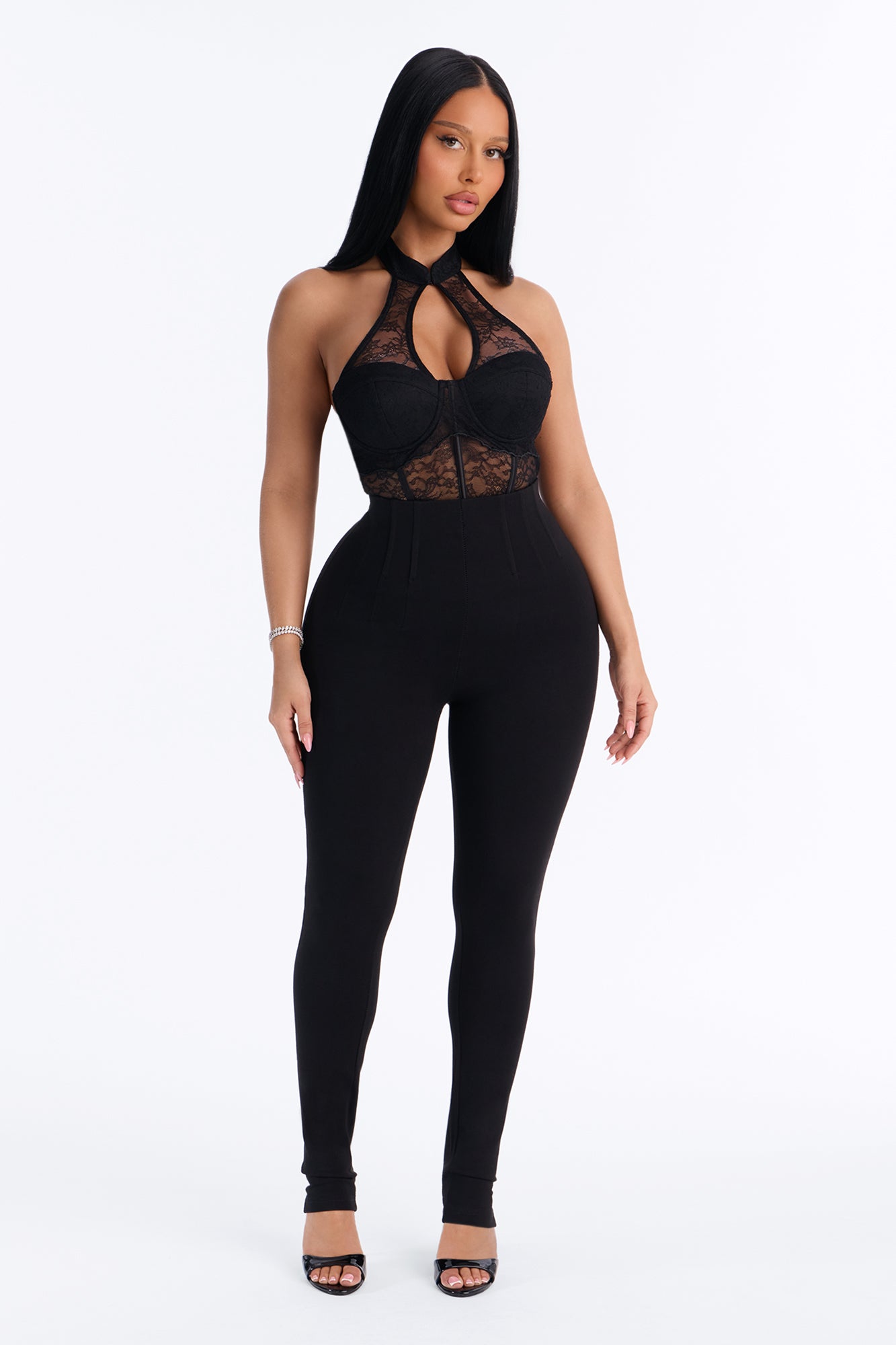 Kaira High Rise Corset Waist Skinny Pant - Black