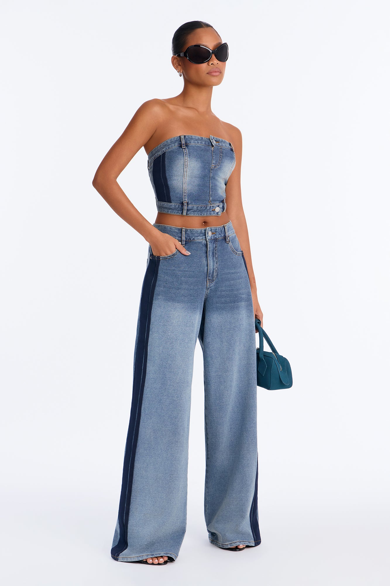 Weekend Hustle Denim Pant Set - Medium Wash