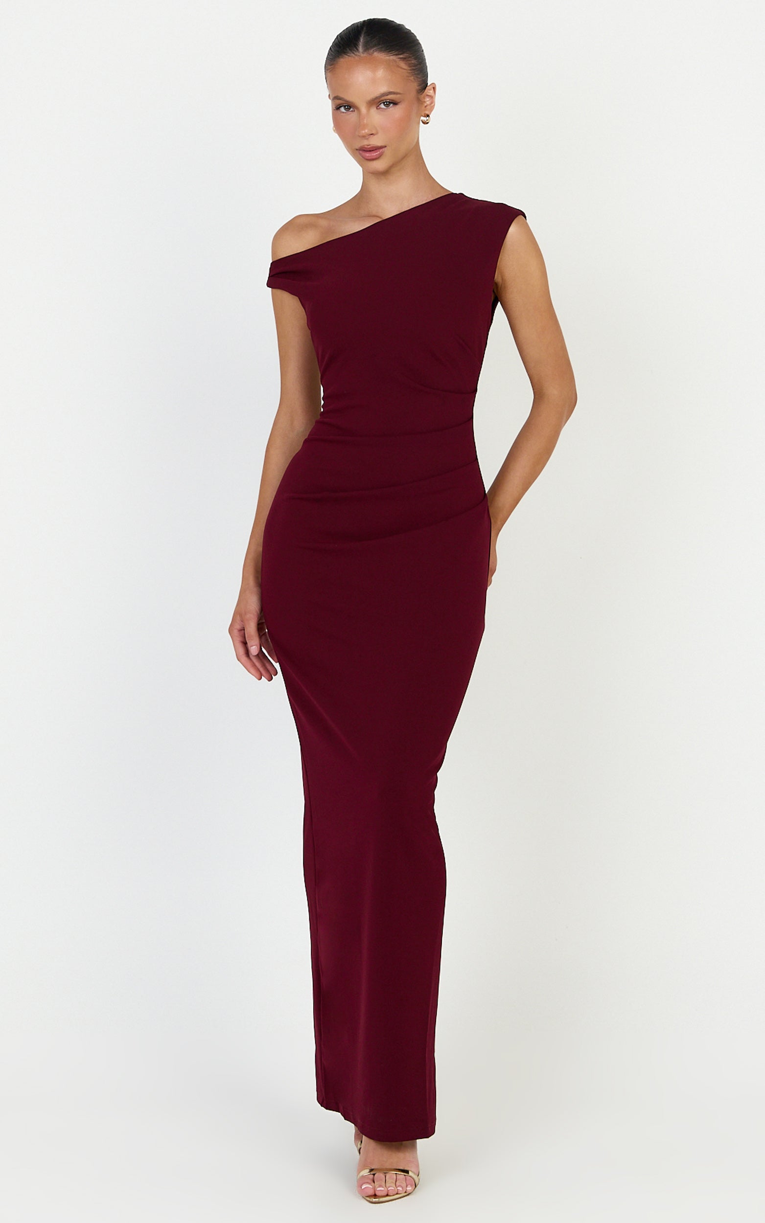 Genie Maxi Dress - Off The Shoulder Dress in Wine