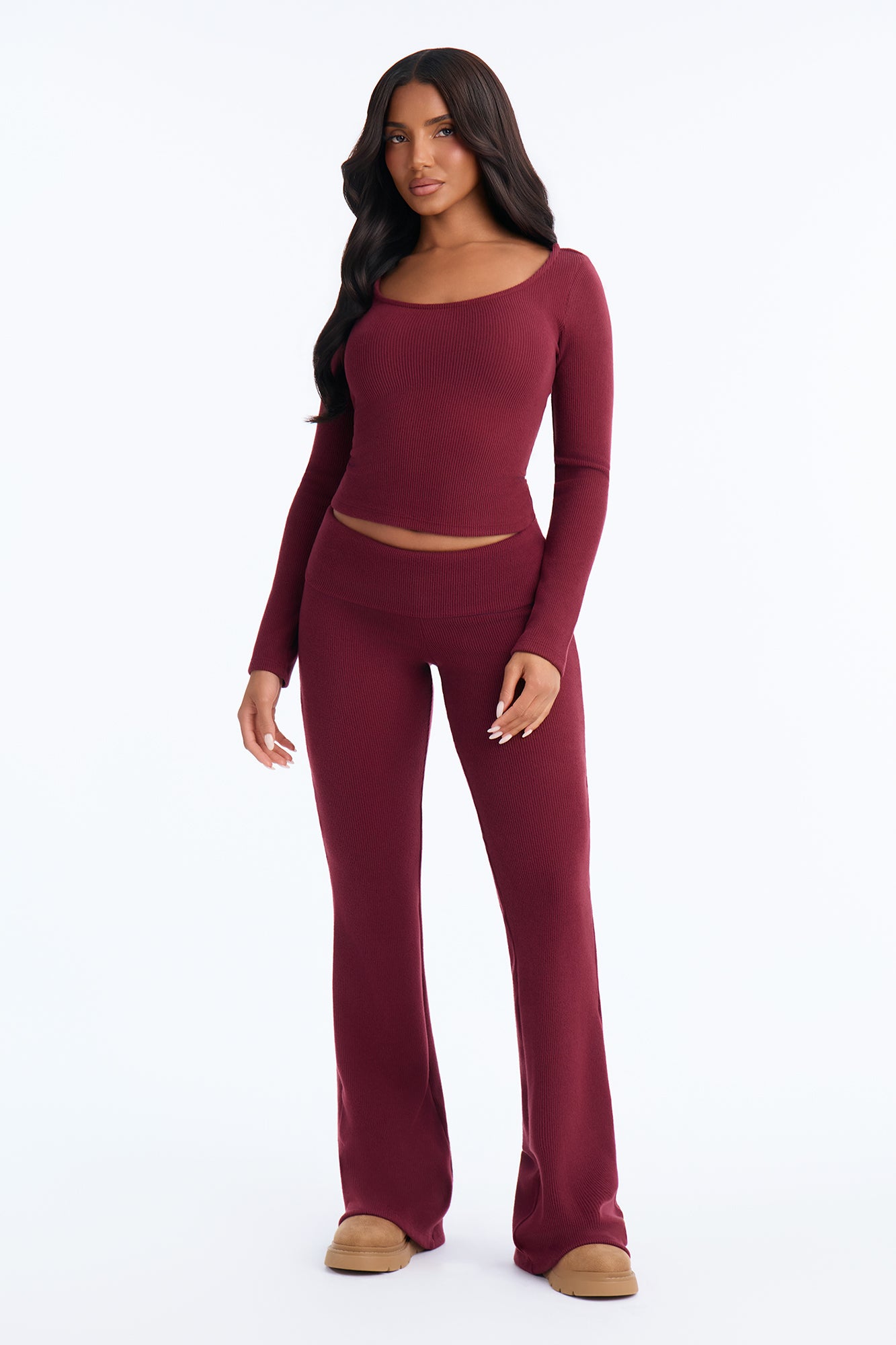 Chill Girl Soft Thermal Pant Set - Wine