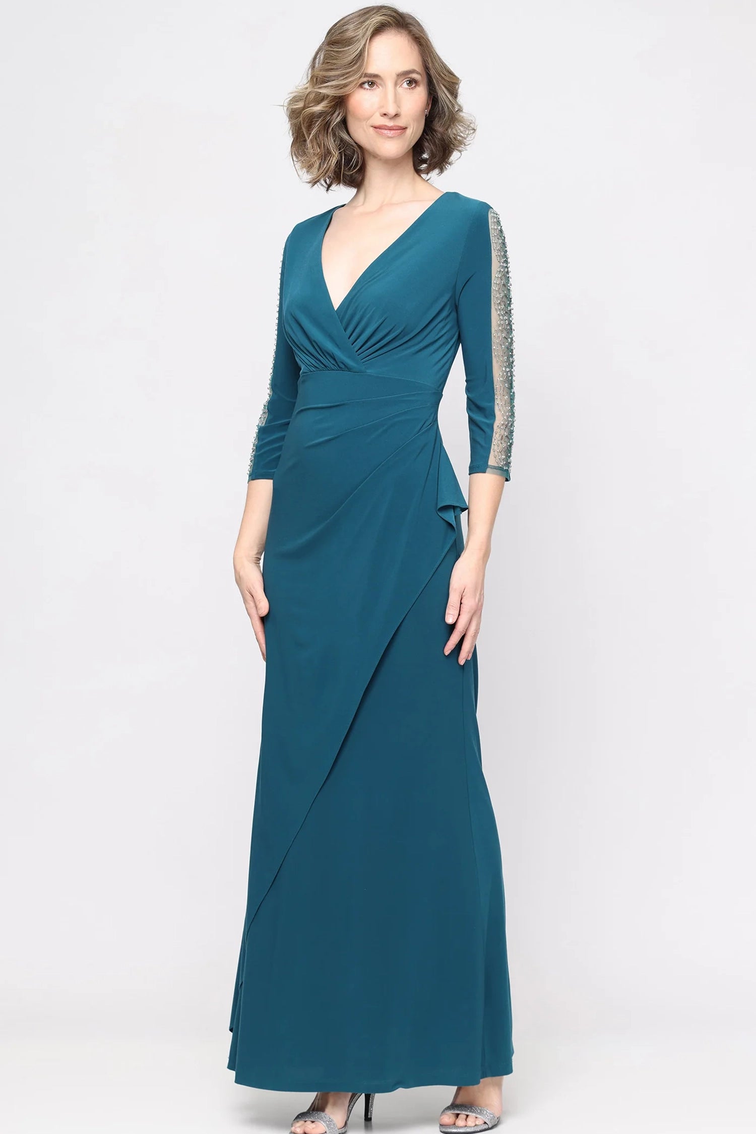 S.L. Fashions Dresses (SLNY) 9135280 Embellished Sleeve Evening Gown