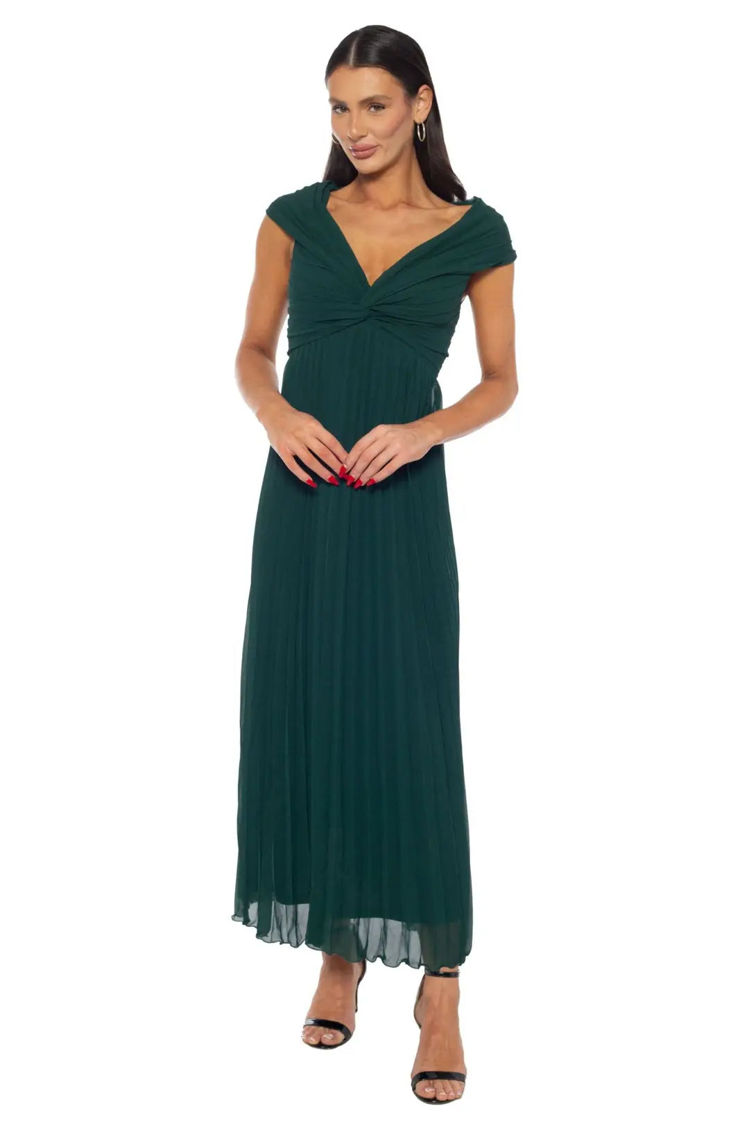 Chffion Knot Front Off Shoulder Midi Dress