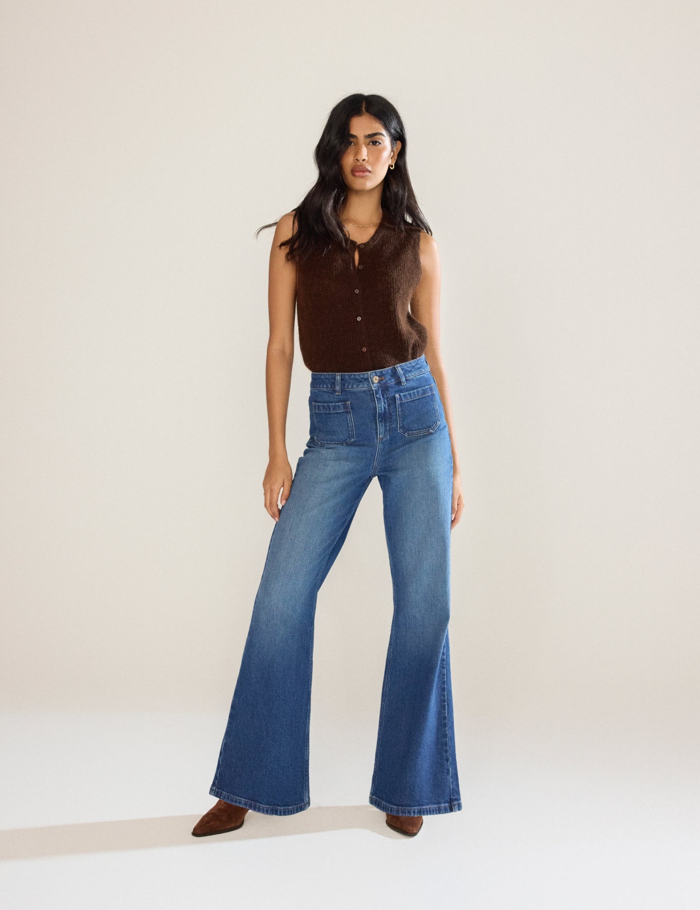 Blue High Rise Flare Jeans